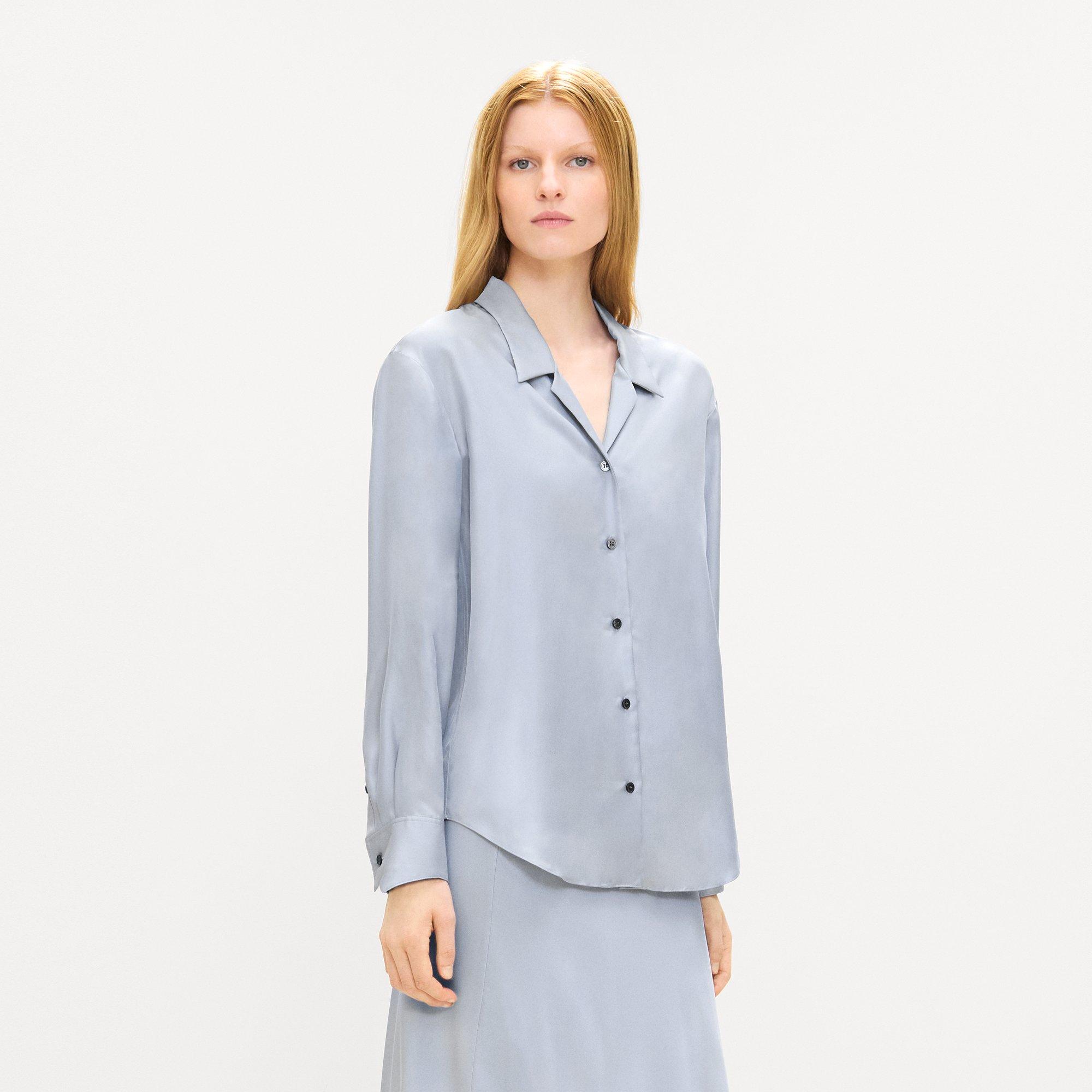 Boxy Button-Up Shirt in Mod Silk Twill