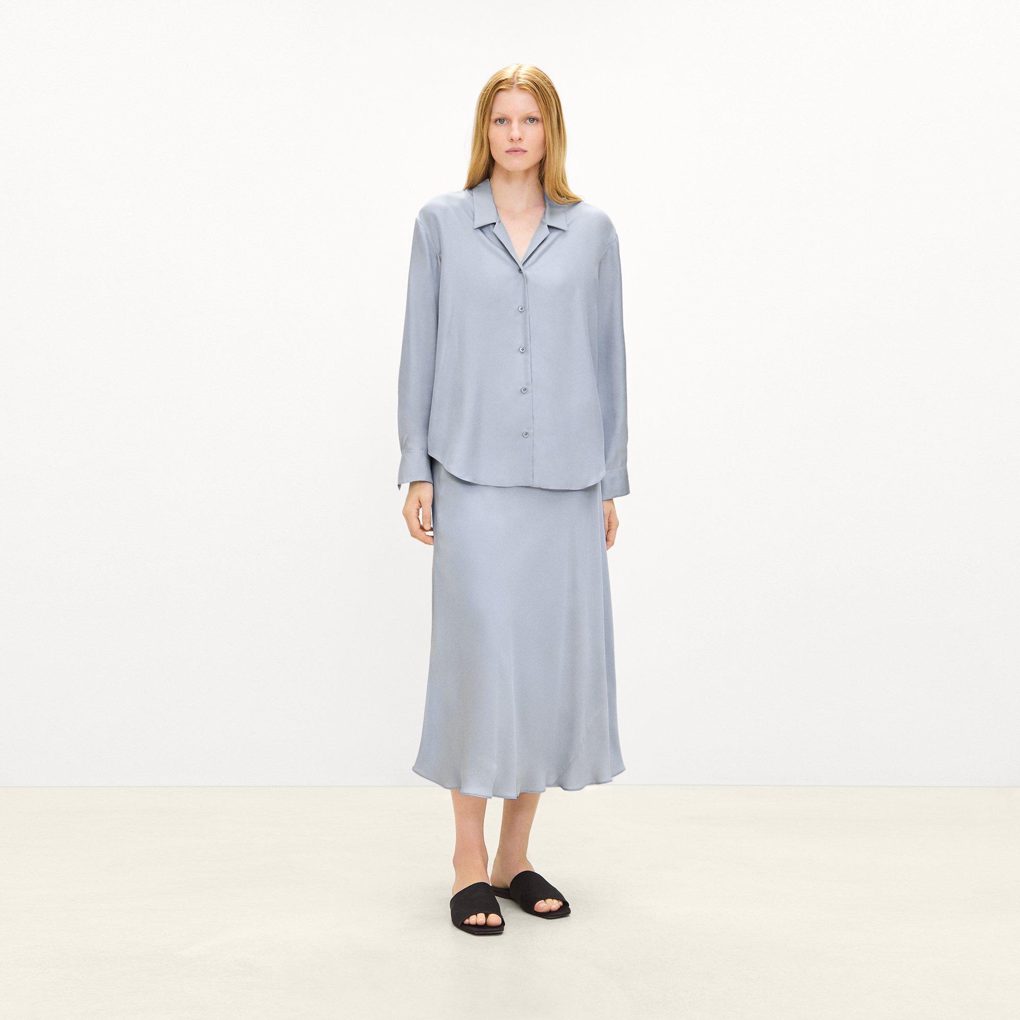 Boxy Button-Up Shirt in Mod Silk Twill