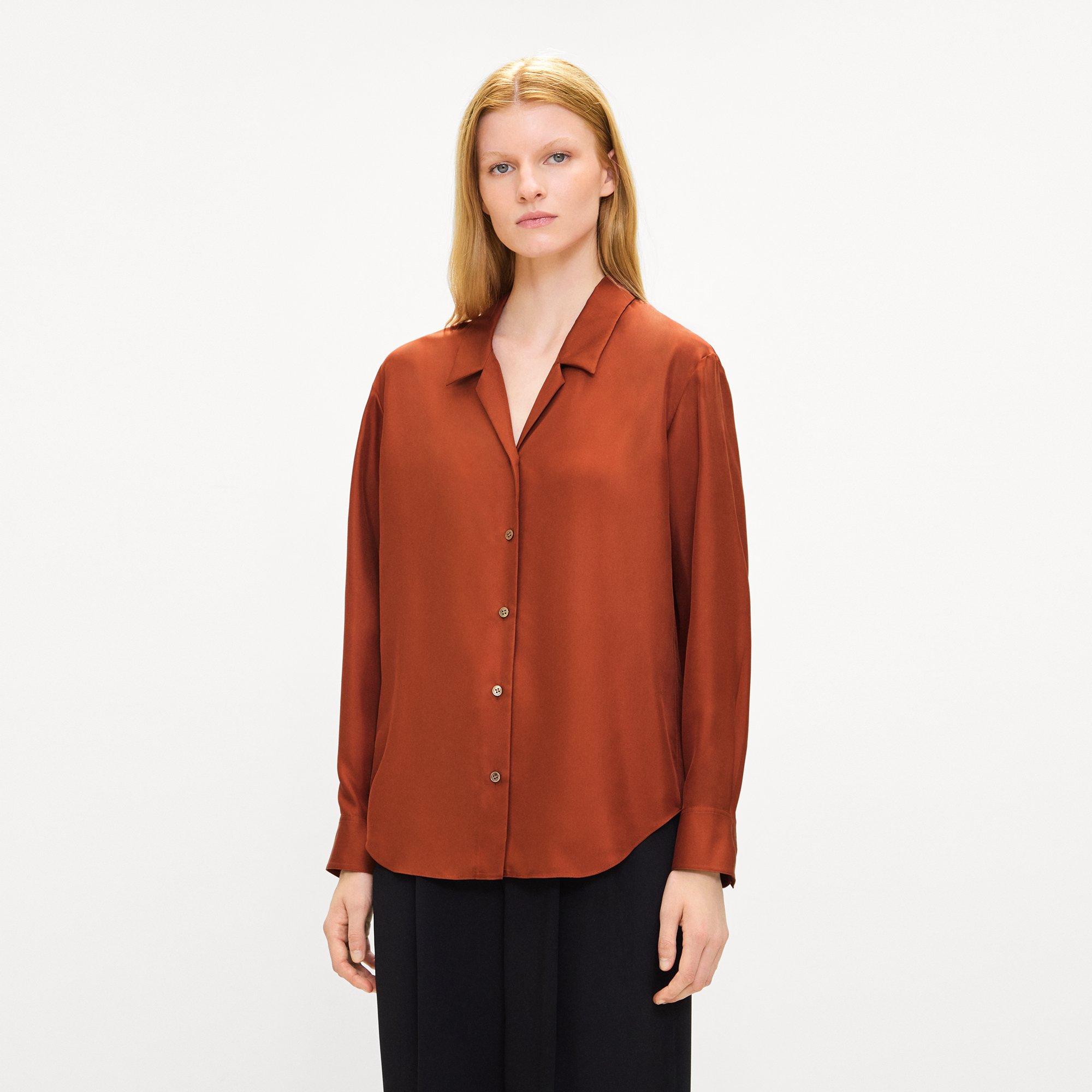 Boxy Button-Up Shirt in Mod Silk Twill