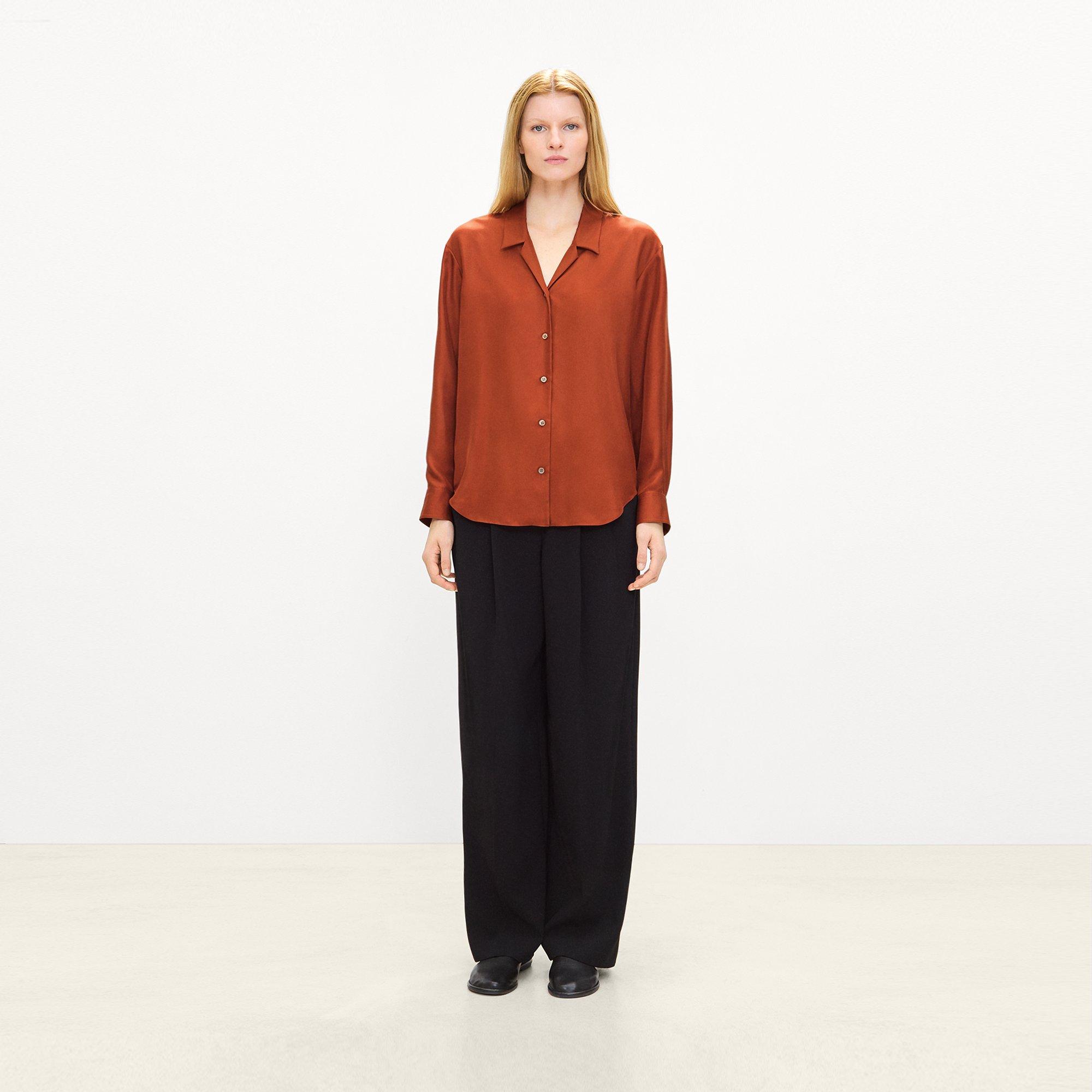 Boxy Button-Up Shirt in Mod Silk Twill