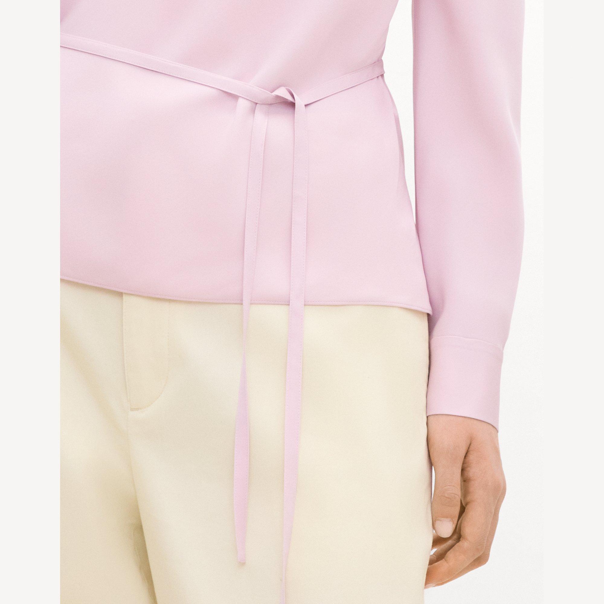 Cowl Neck Long-Sleeve Blouse in Washable Silk Georgette