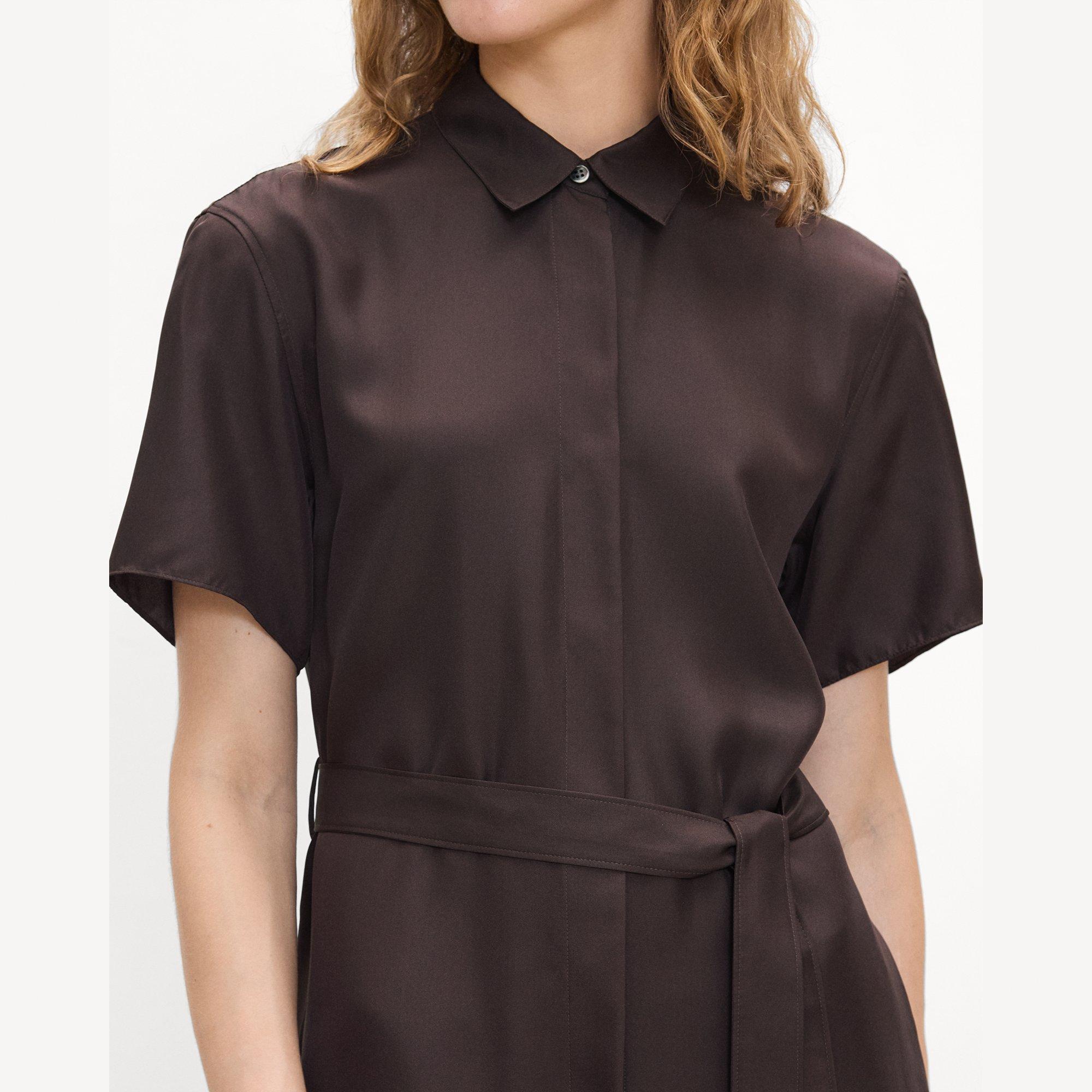 Belted Shirt Dress in Mod Silk Twill