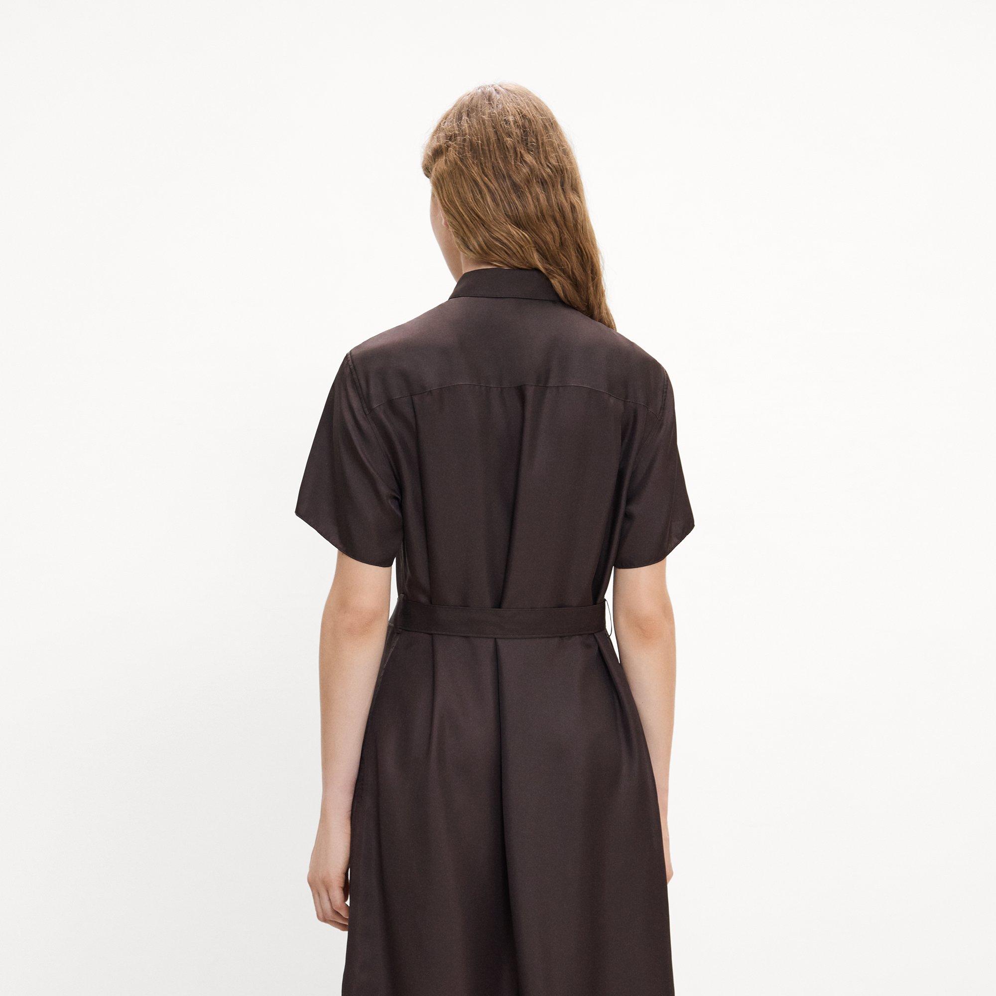 Belted Shirt Dress in Mod Silk Twill