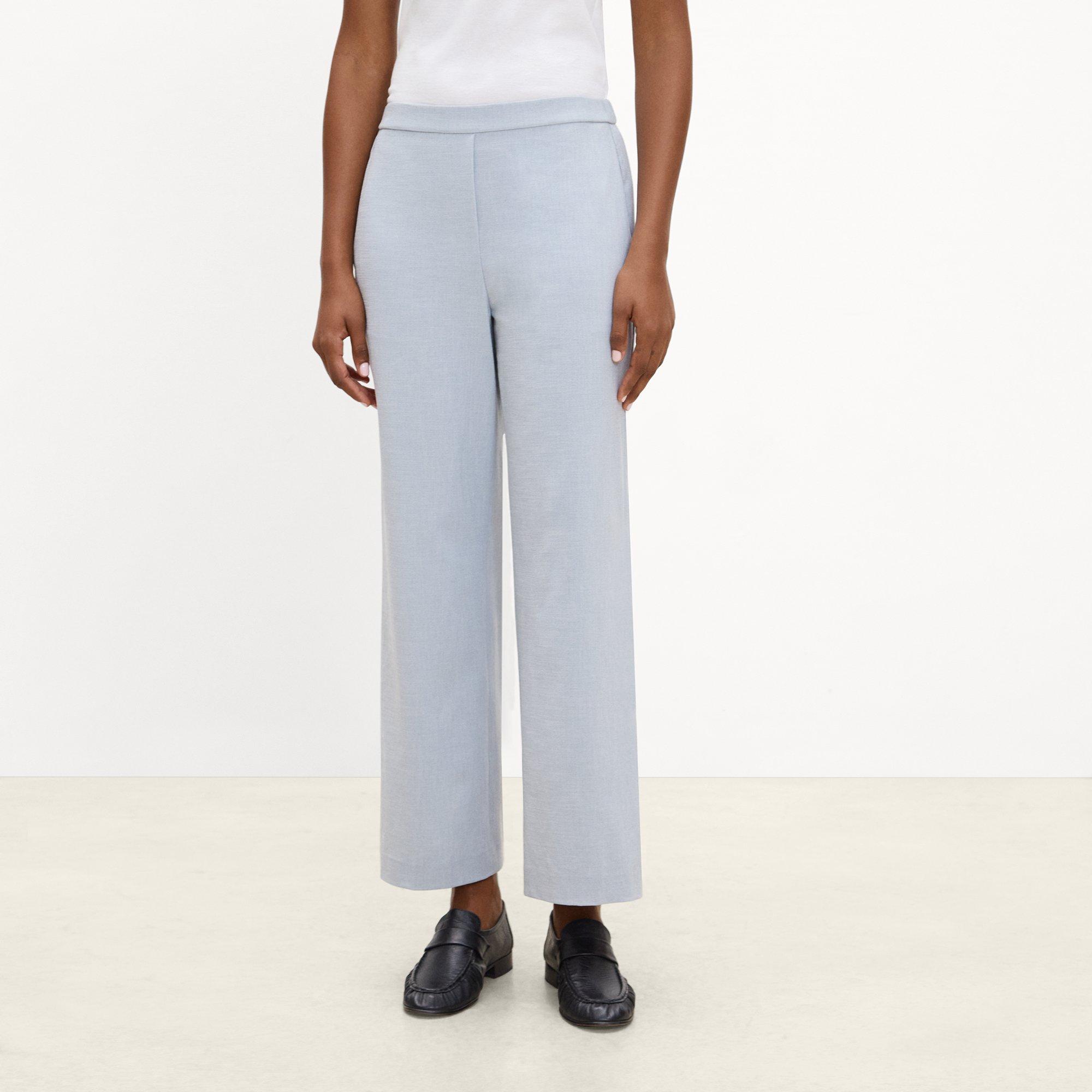 Wide-Leg Pull-On Pant in M&eacute;lange Crepe