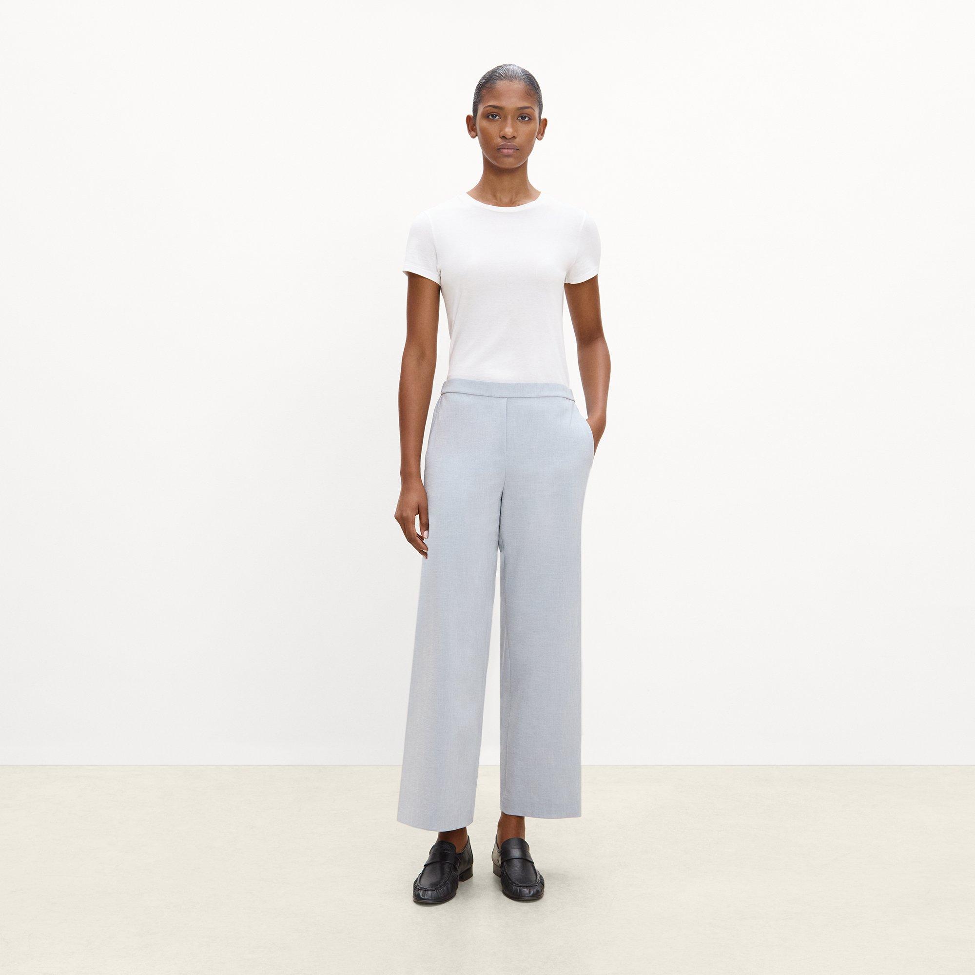 Wide-Leg Pull-On Pant in M&eacute;lange Crepe