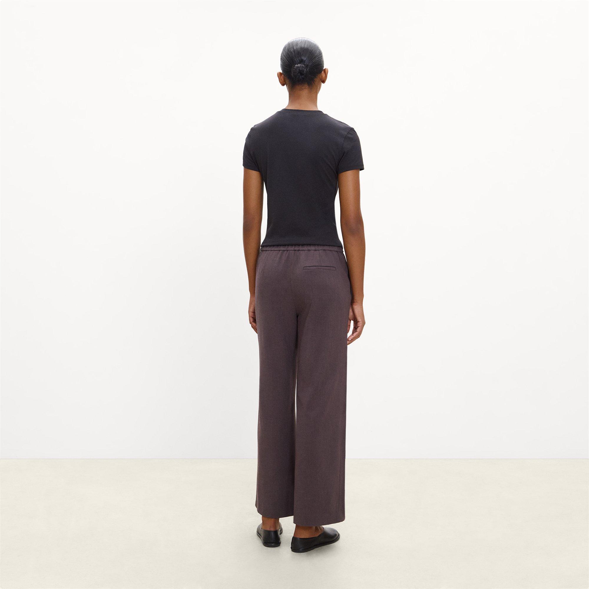 Wide-Leg Pull-On Pant in M&eacute;lange Crepe