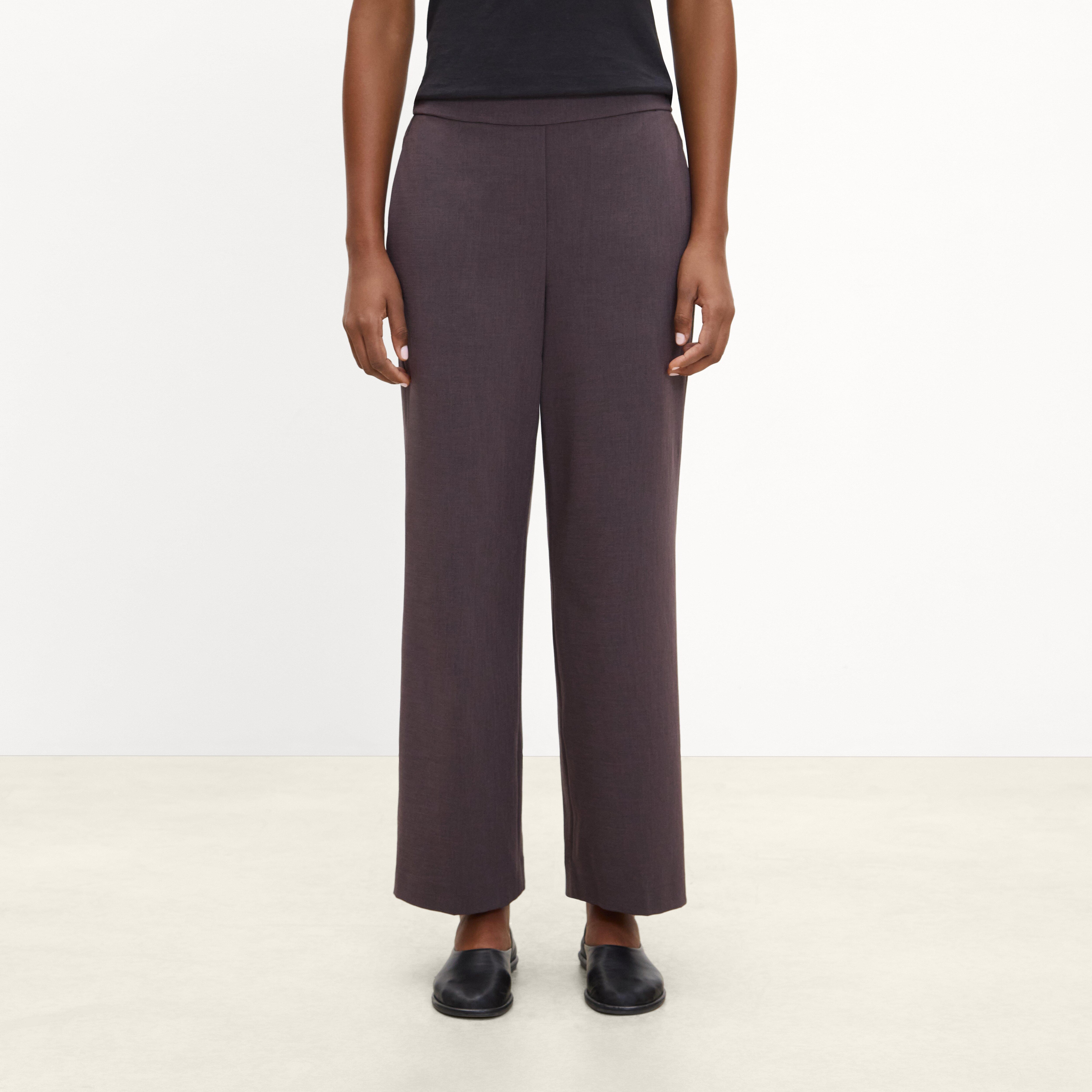 Wide-Leg Pull-On Pant in M&eacute;lange Crepe