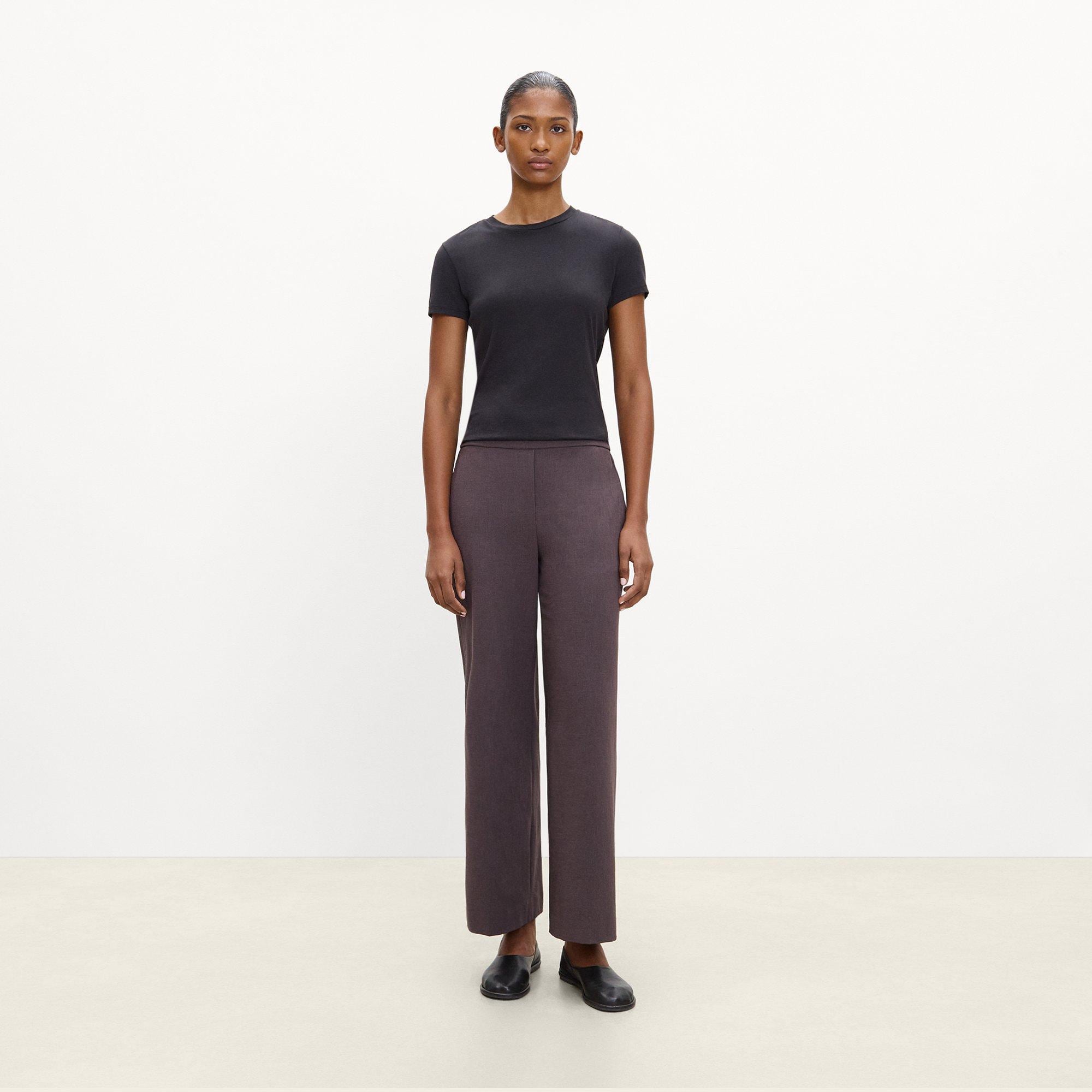 Wide-Leg Pull-On Pant in M&eacute;lange Crepe
