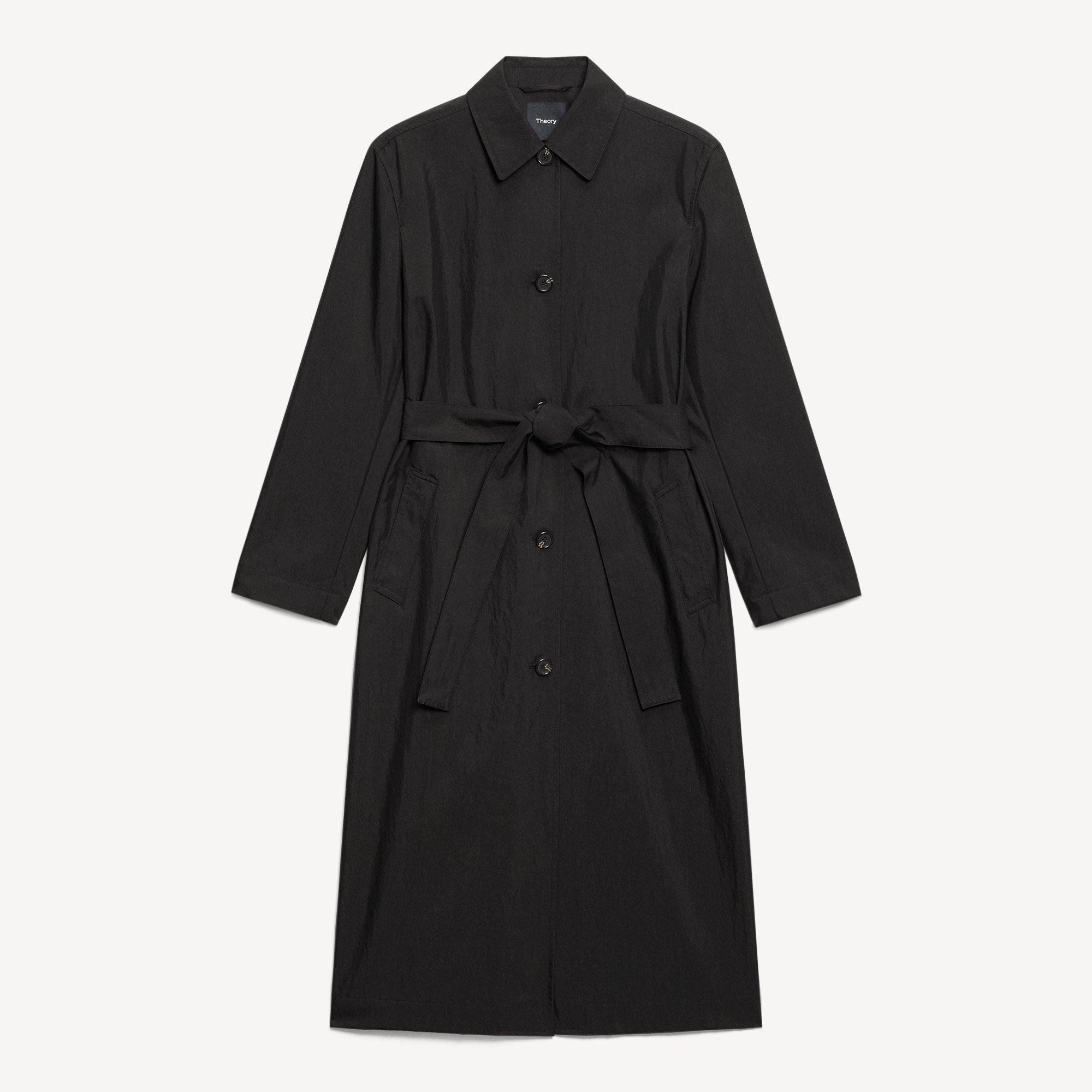 Long Single-Breasted Coat in Trench Cotton