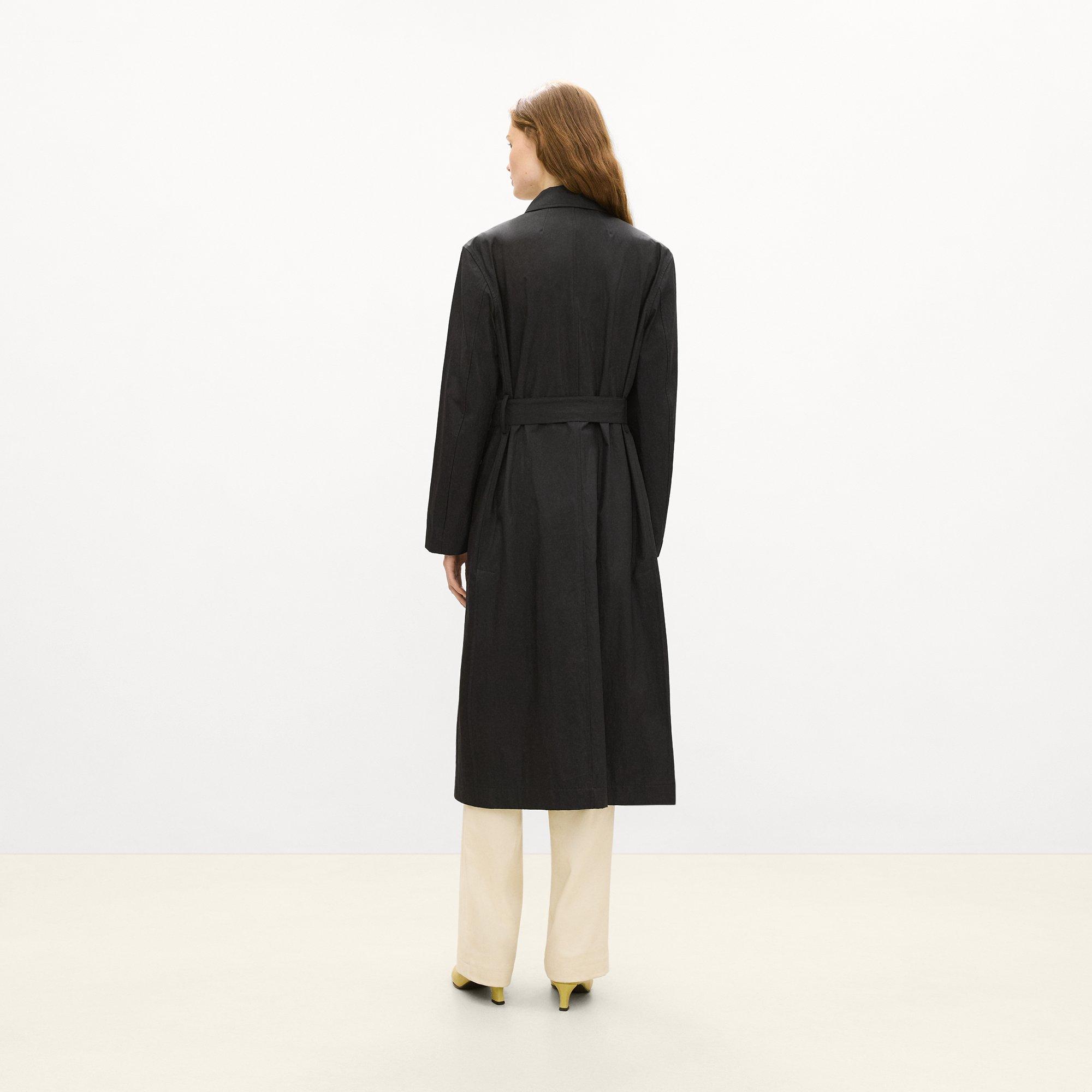 Long Single-Breasted Coat in Trench Cotton