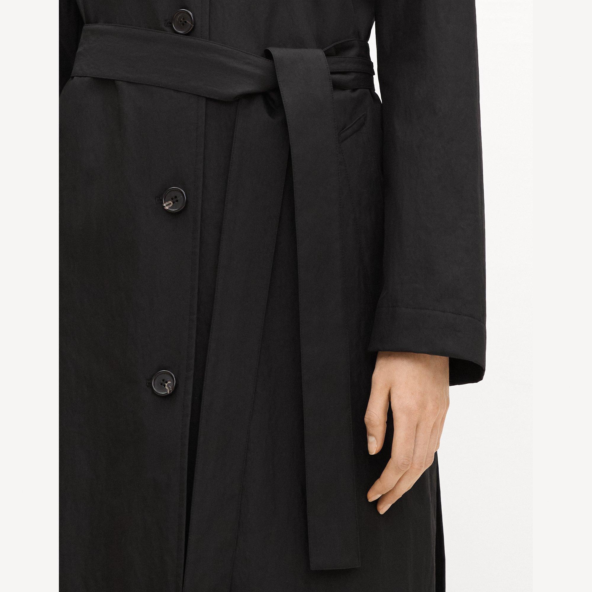 Long Single-Breasted Coat in Trench Cotton