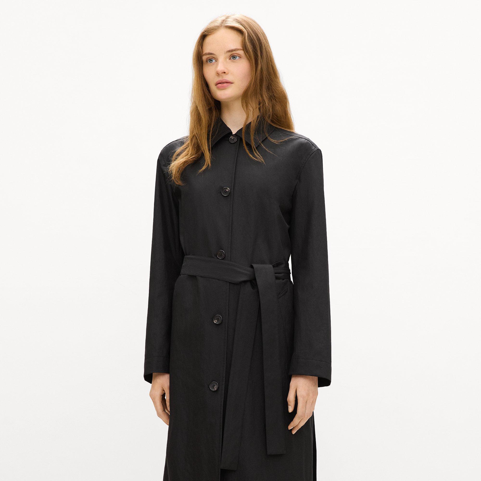 Long Single-Breasted Coat in Trench Cotton
