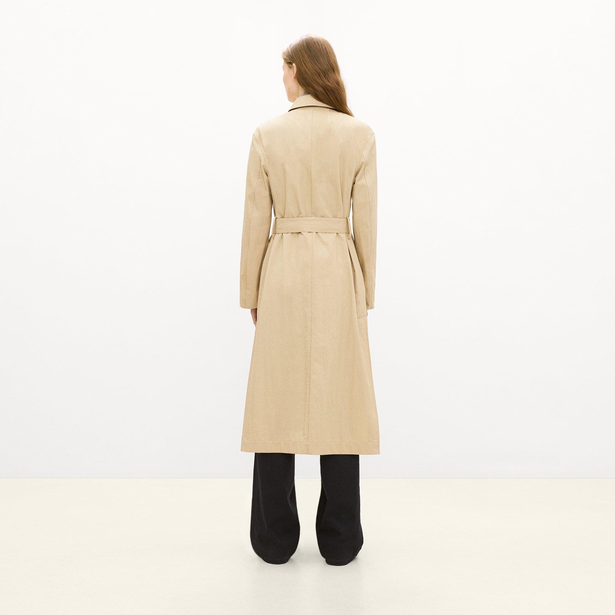 Long Single-Breasted Coat in Trench Cotton