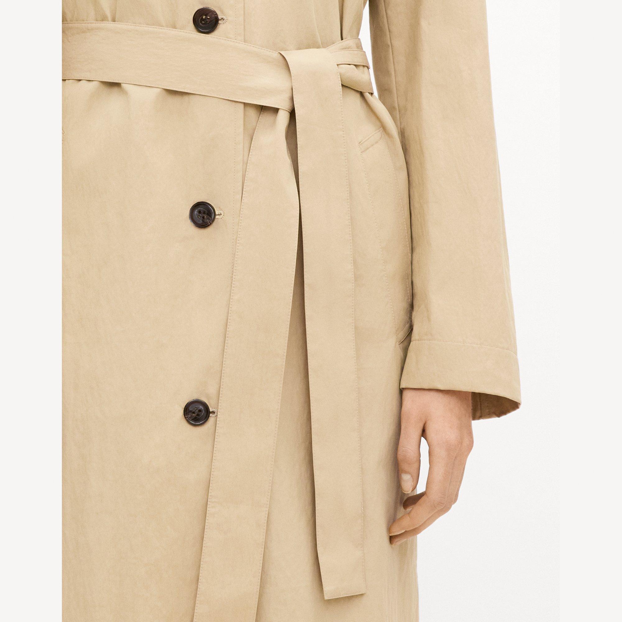 Long Single-Breasted Coat in Trench Cotton