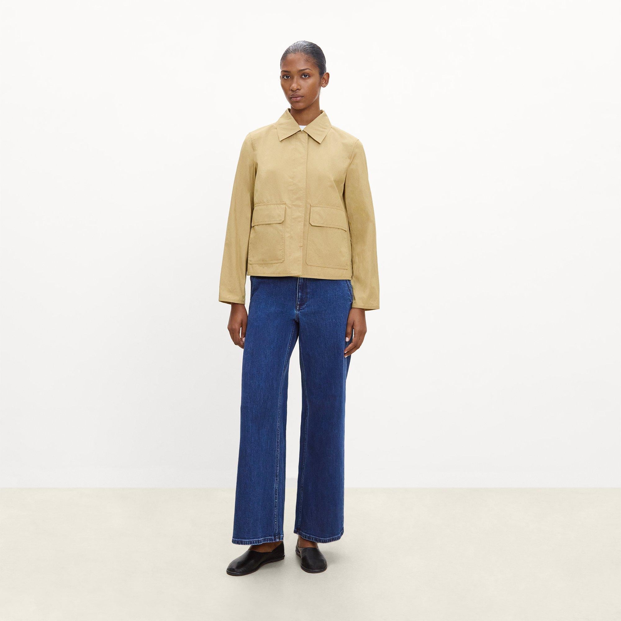 Boxy Patch Pocket Jacket in Trench Cotton