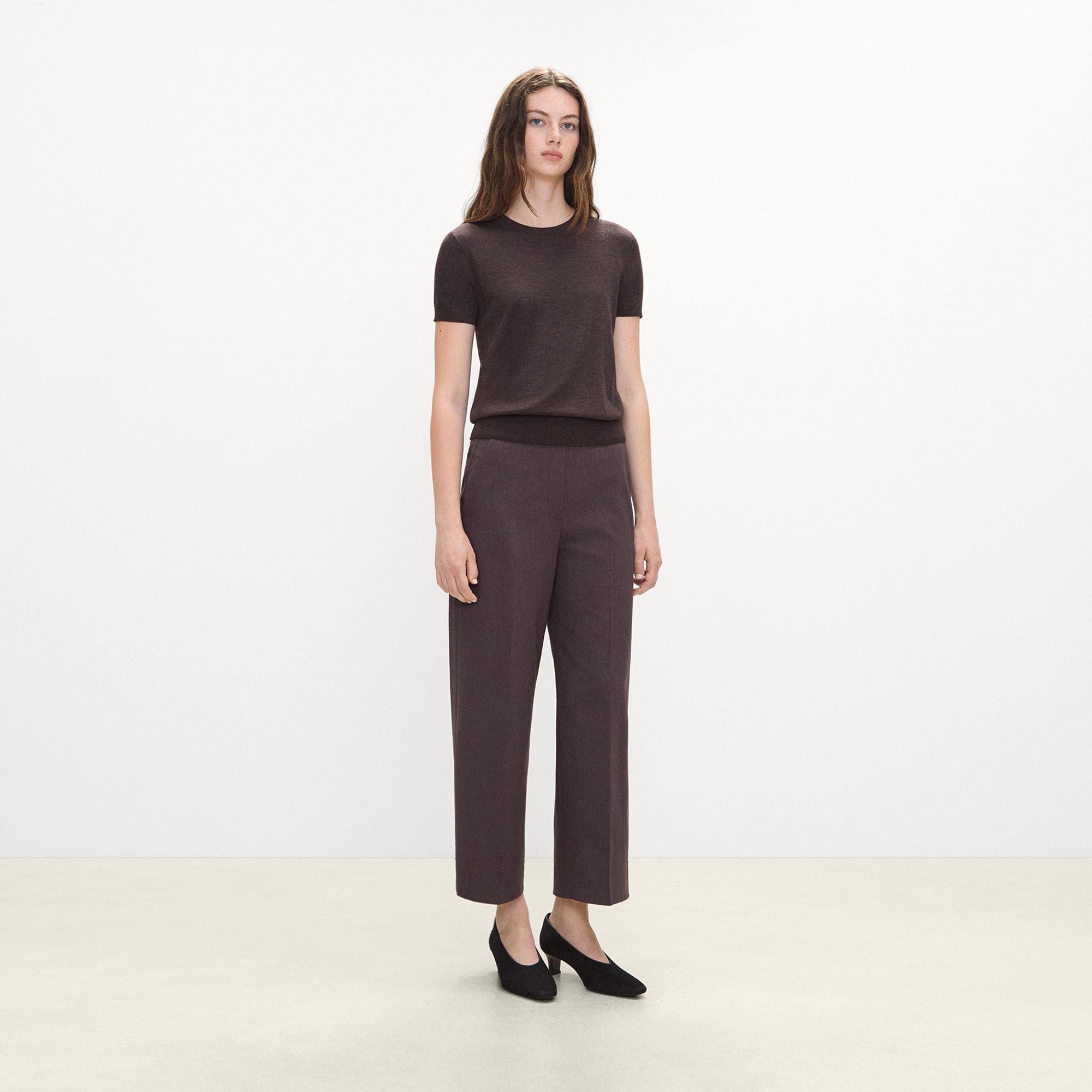Classic Straight Pull-On Pant in M&eacute;lange Crepe