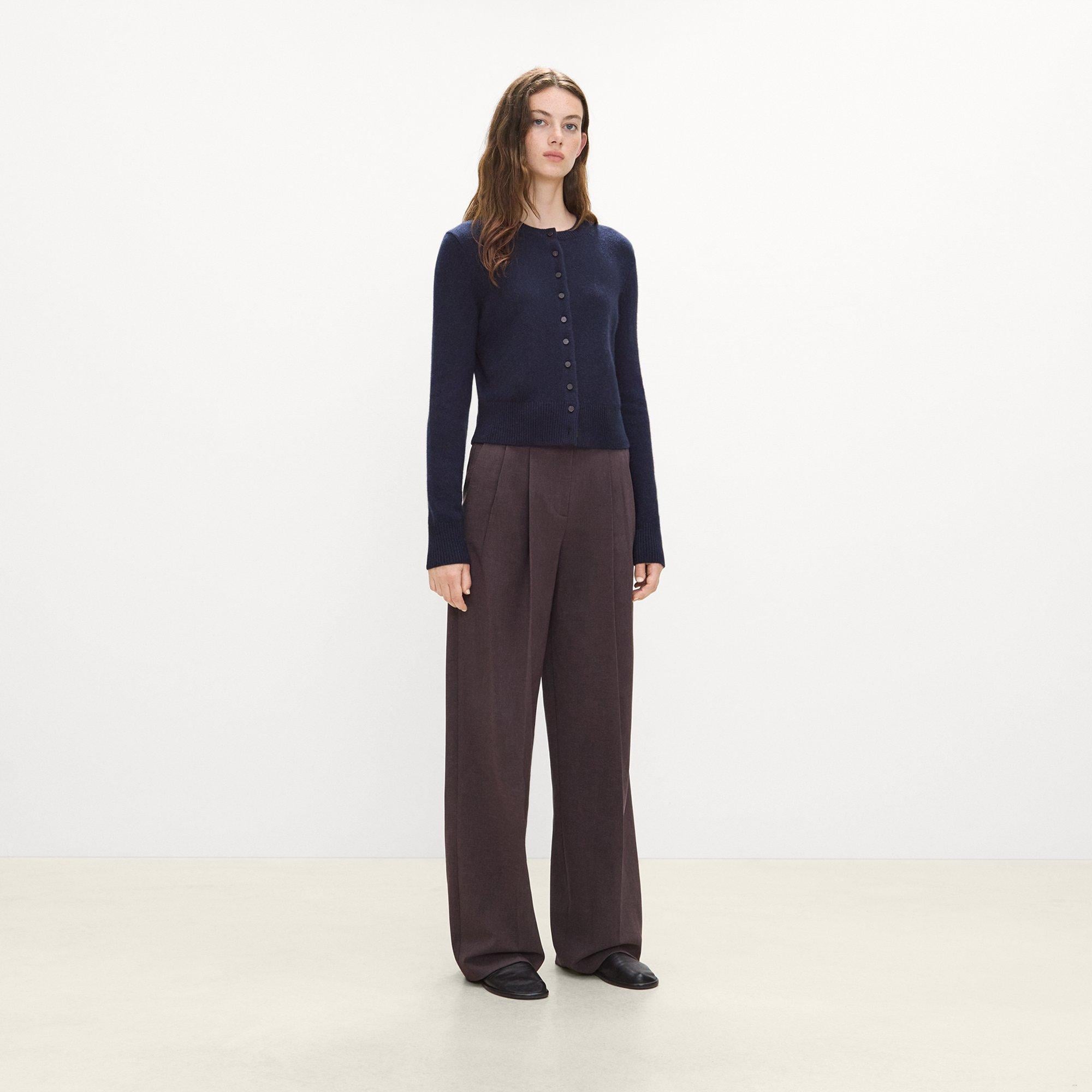 Double Pleat Pant in M&eacute;lange Crepe
