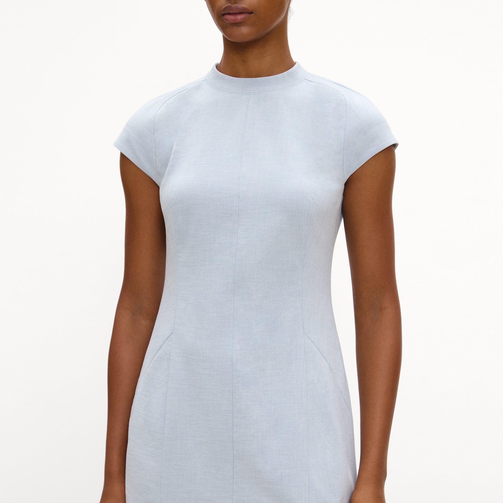 Cap-Sleeve Mini Dress in M&eacute;lange Crepe