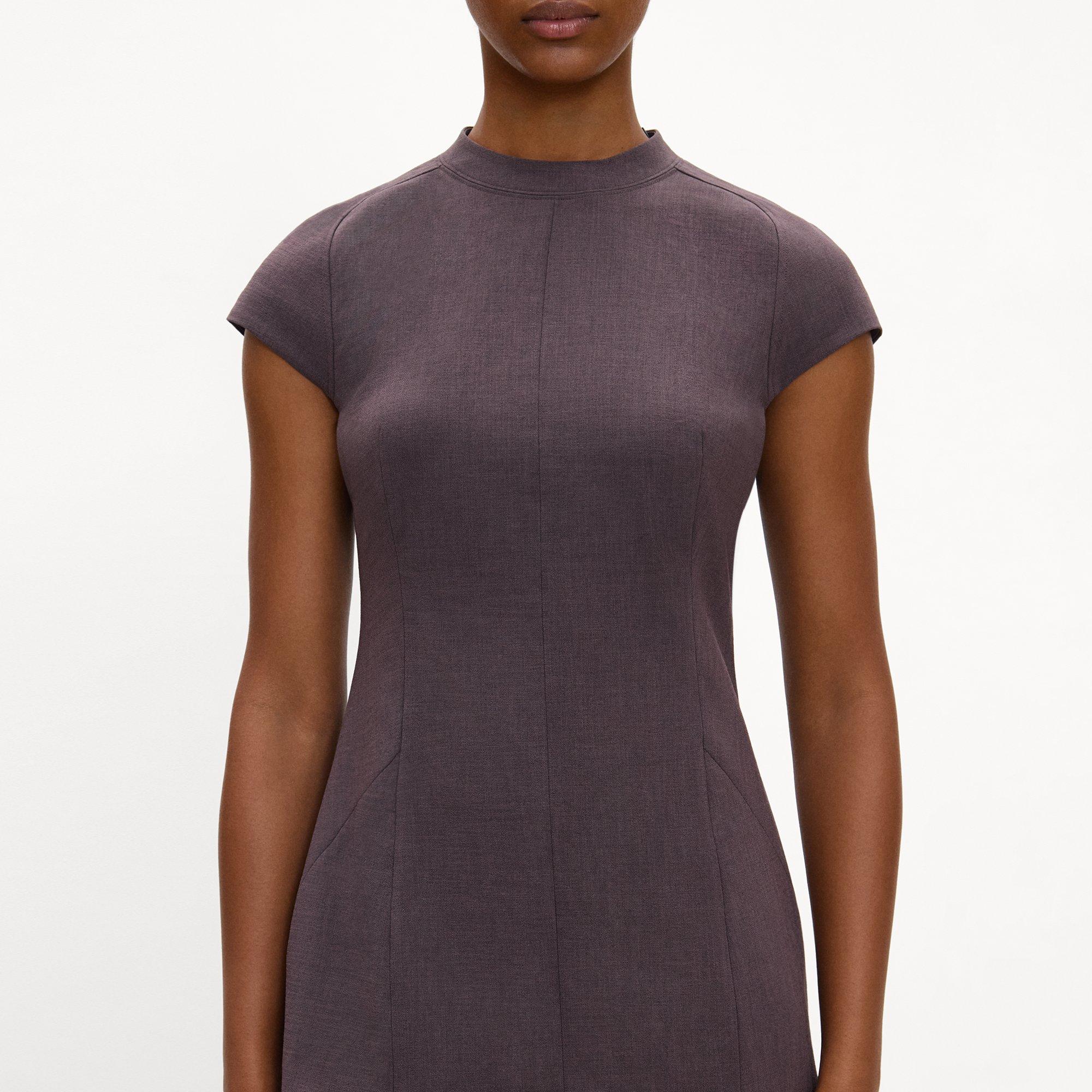 Cap-Sleeve Mini Dress in M&eacute;lange Crepe