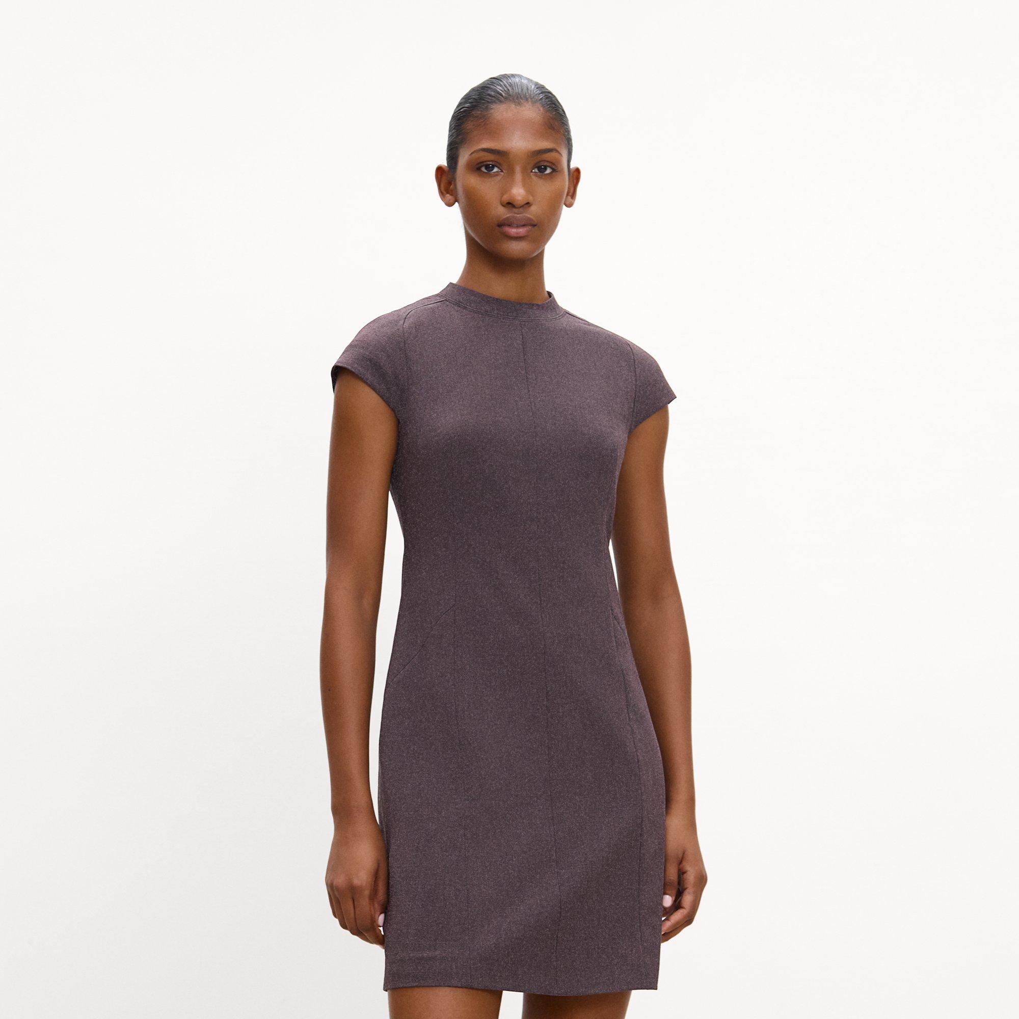 Cap-Sleeve Mini Dress in M&eacute;lange Crepe