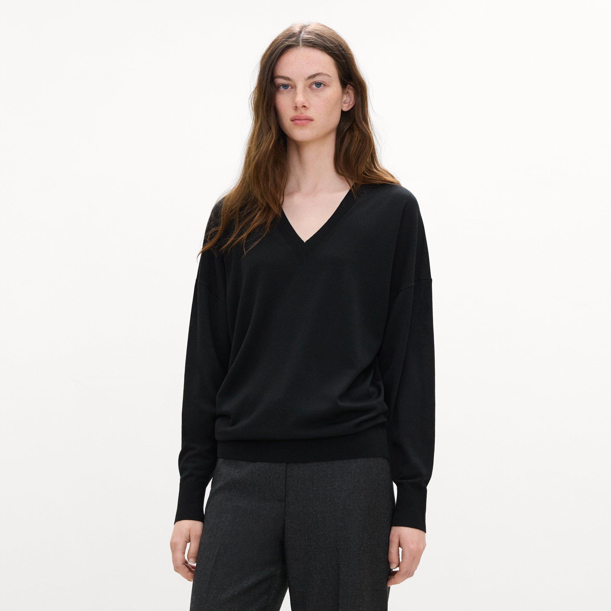 Oversized V-Neck Sweater in Regal Wool