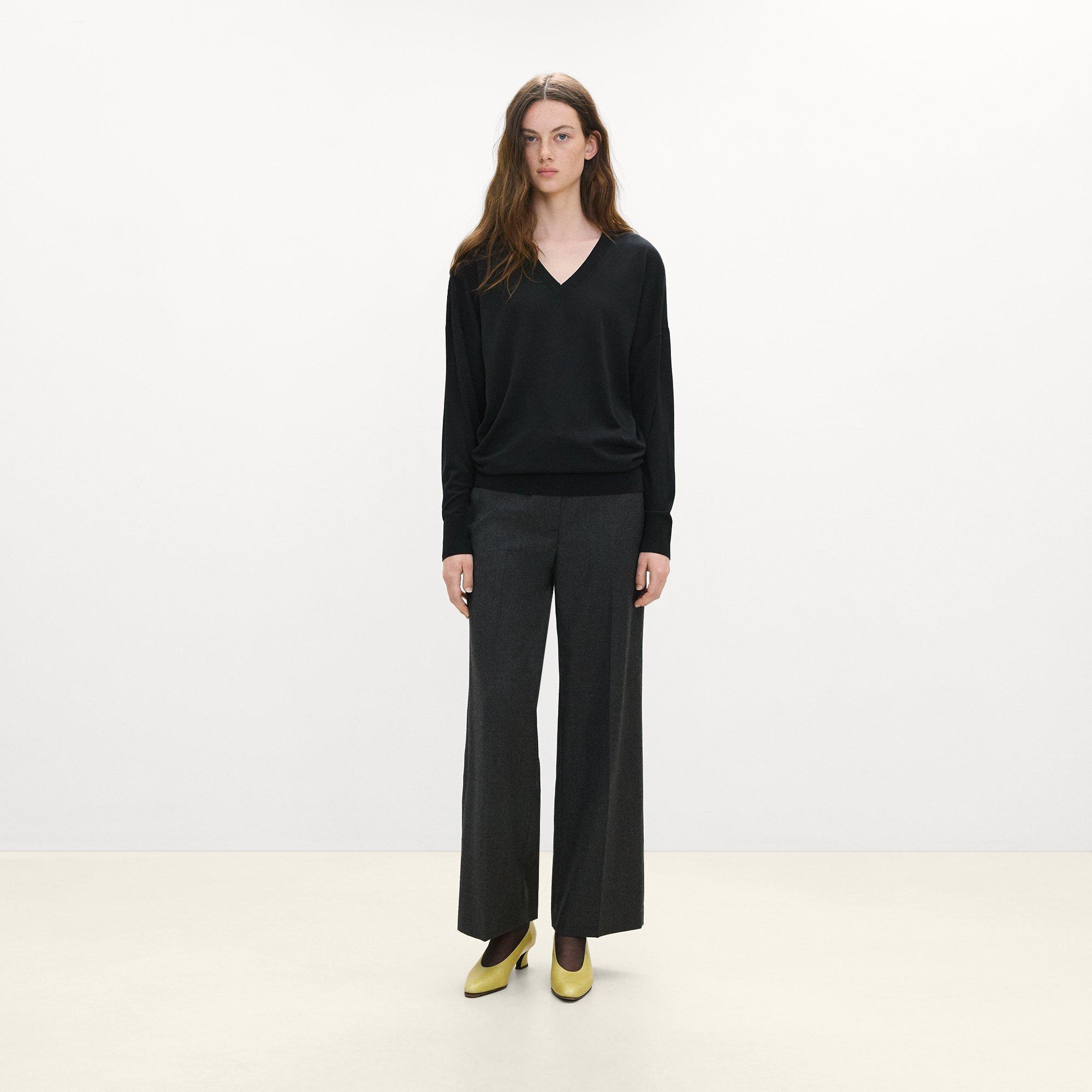 Oversized V-Neck Sweater in Regal Wool