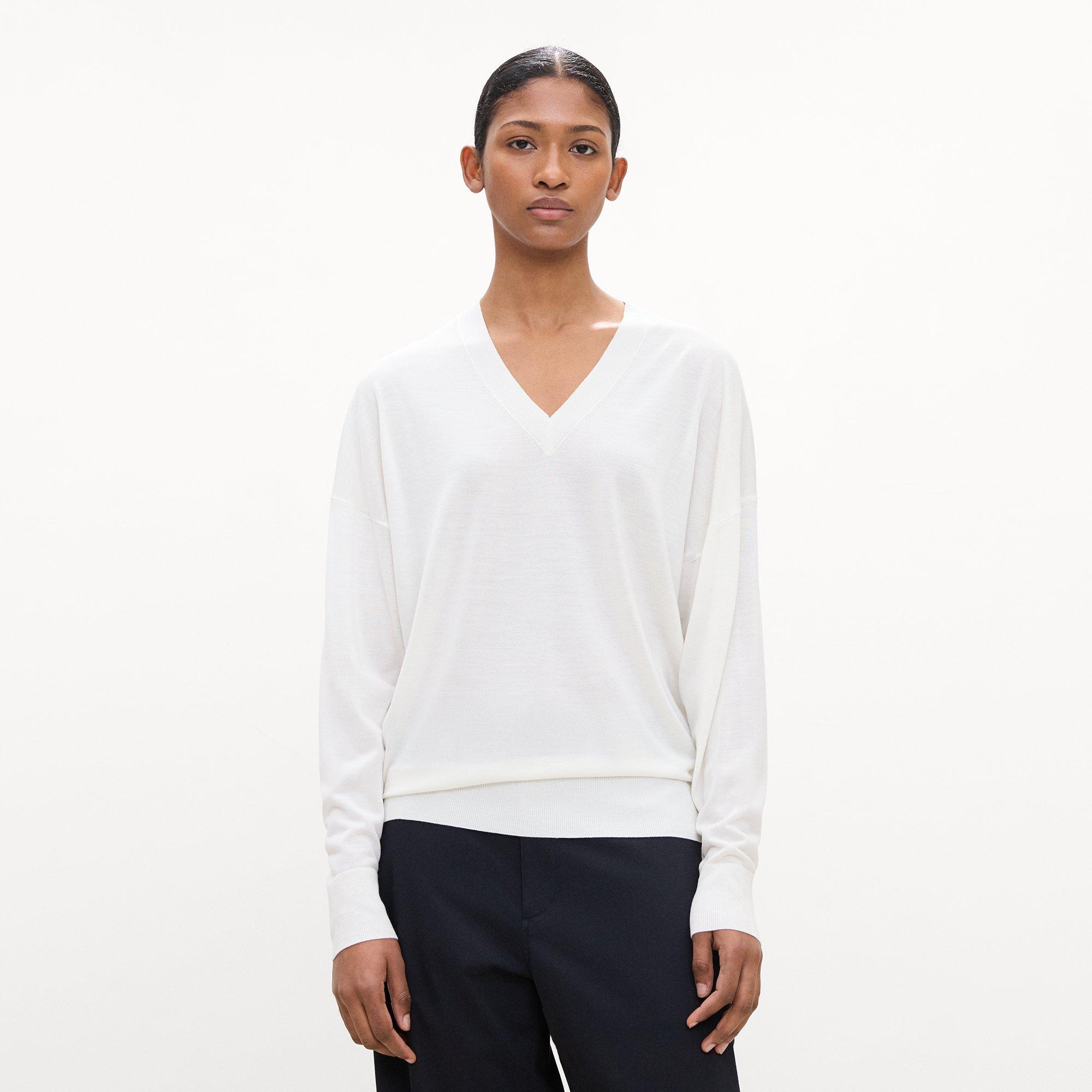 Oversized V-Neck Sweater in Regal Wool