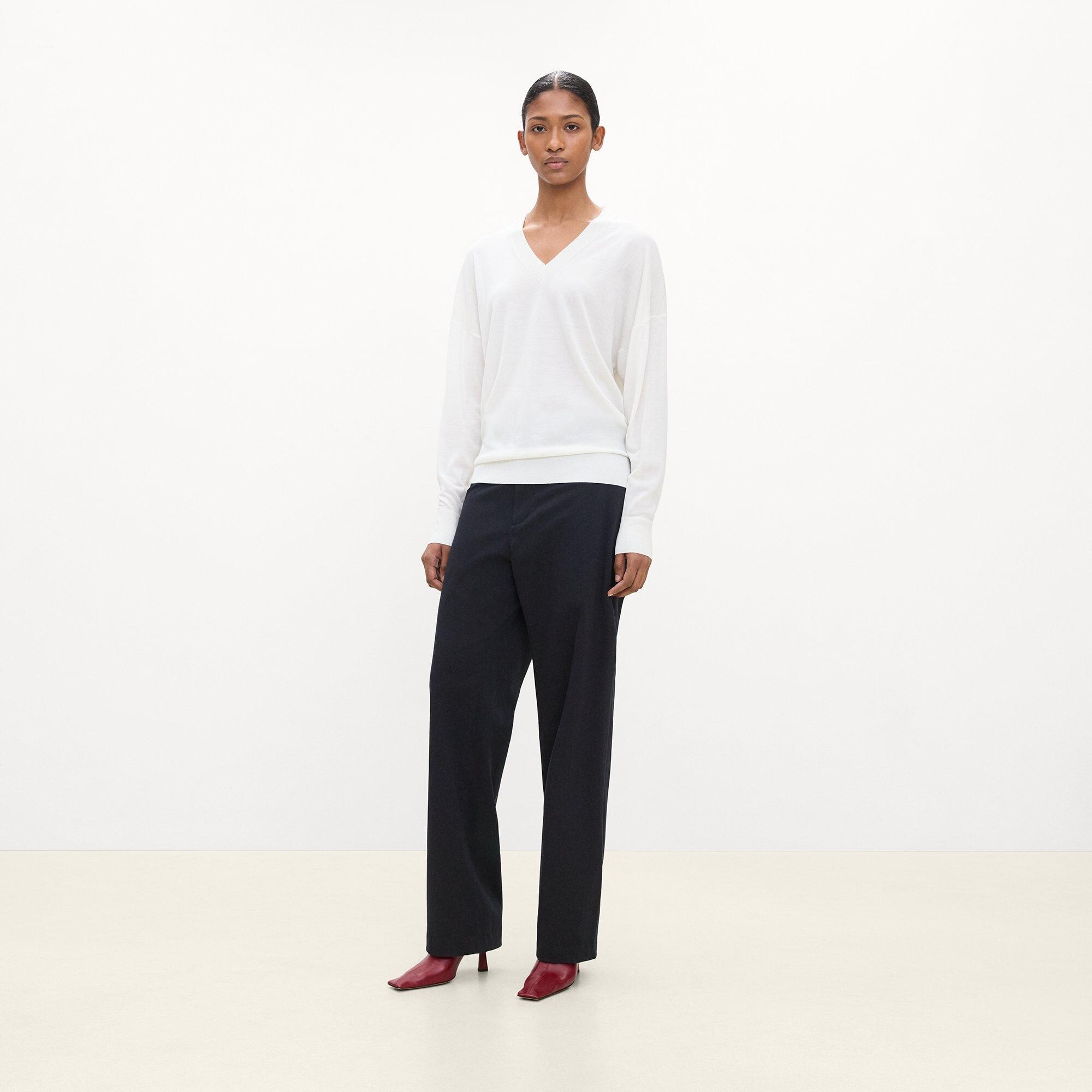 Oversized V-Neck Sweater in Regal Wool