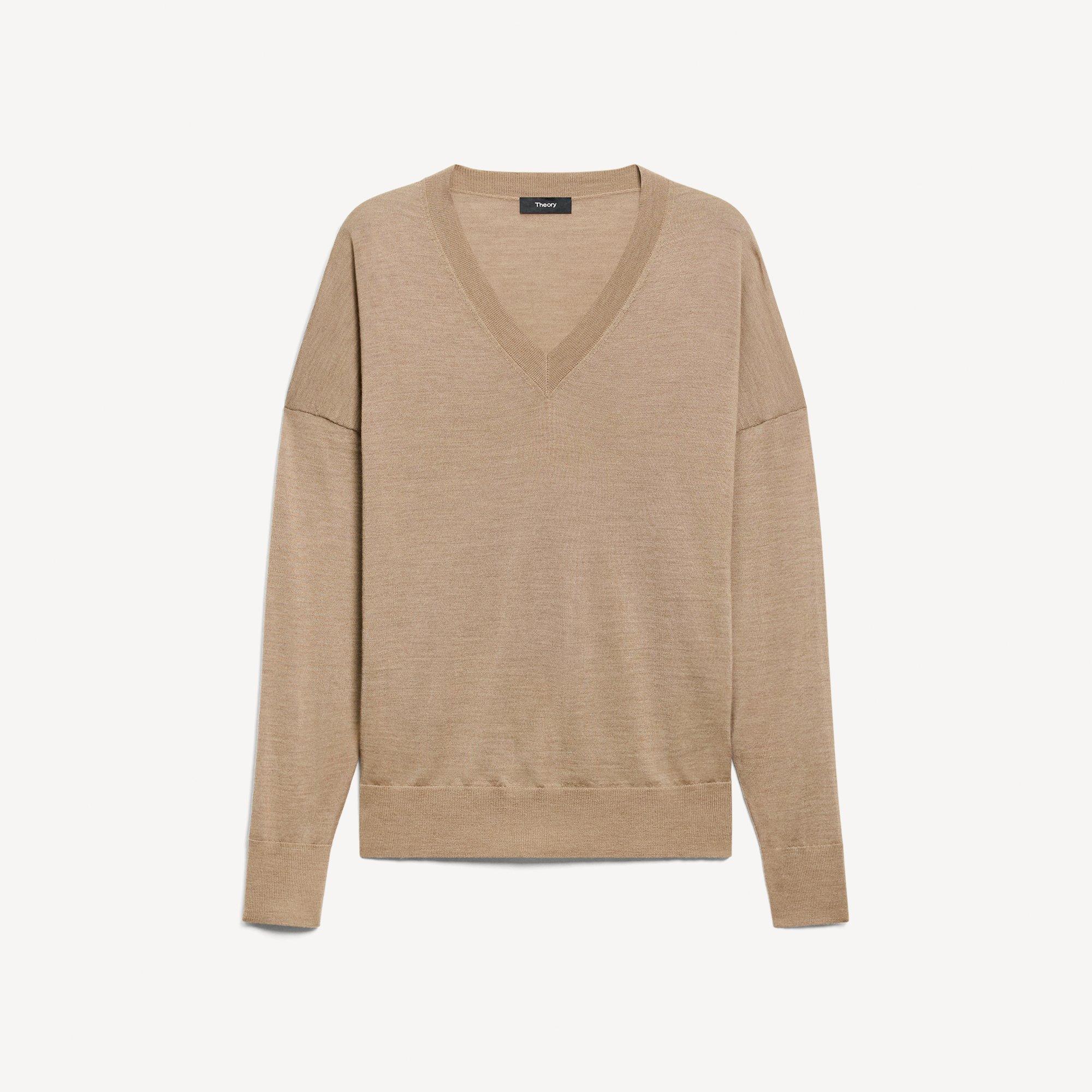 Oversized V-Neck Sweater in Regal Wool