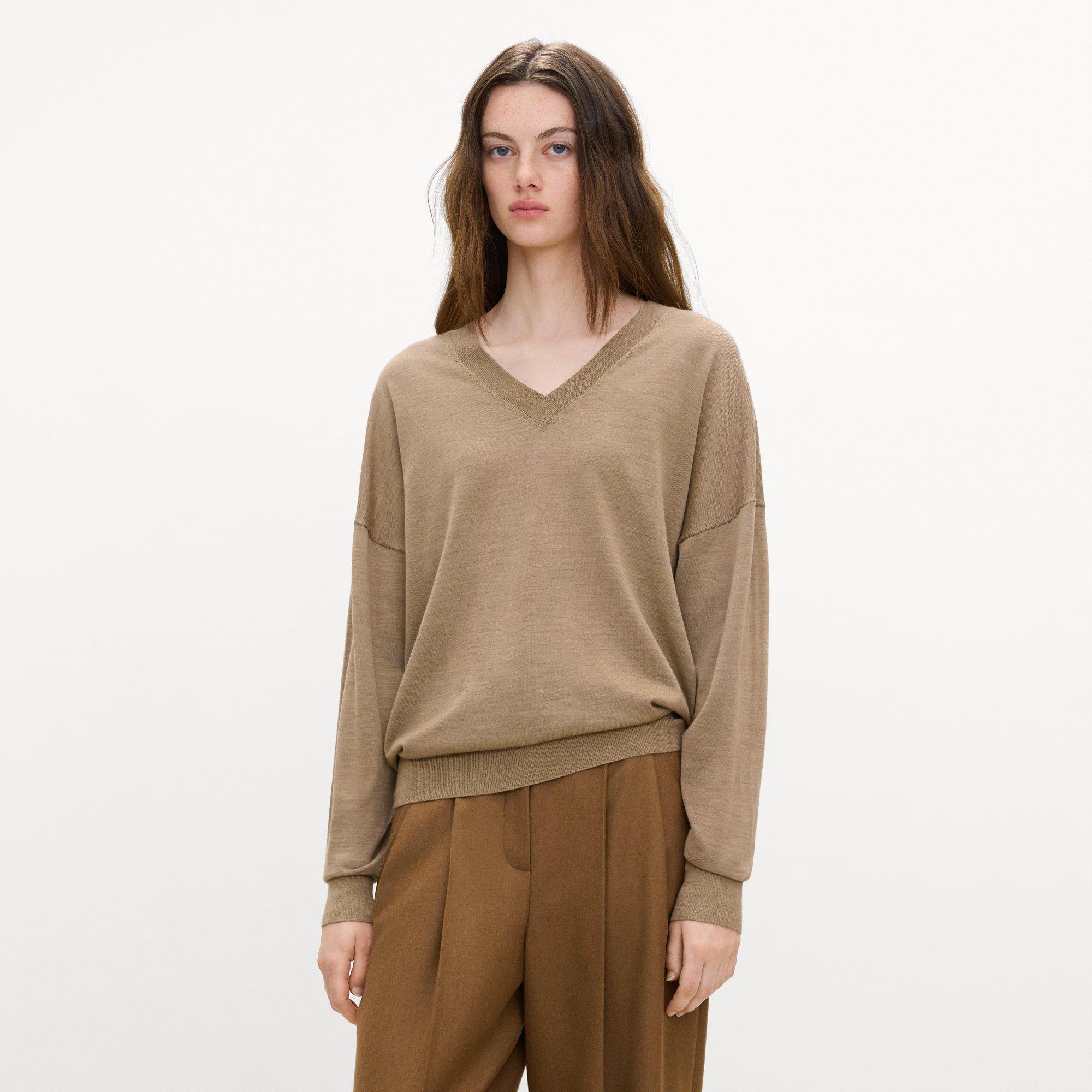 Oversized V-Neck Sweater in Regal Wool