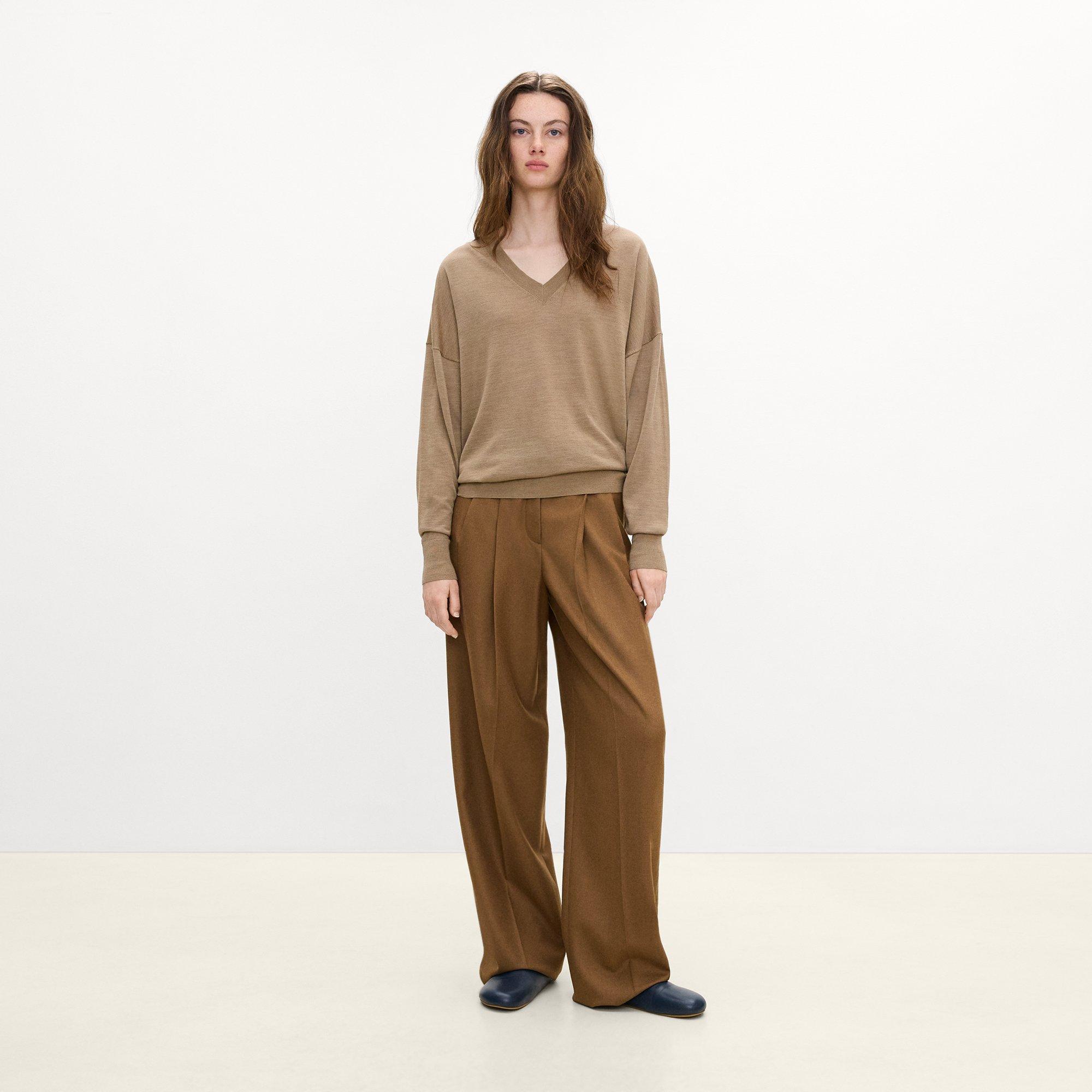 Oversized V-Neck Sweater in Regal Wool
