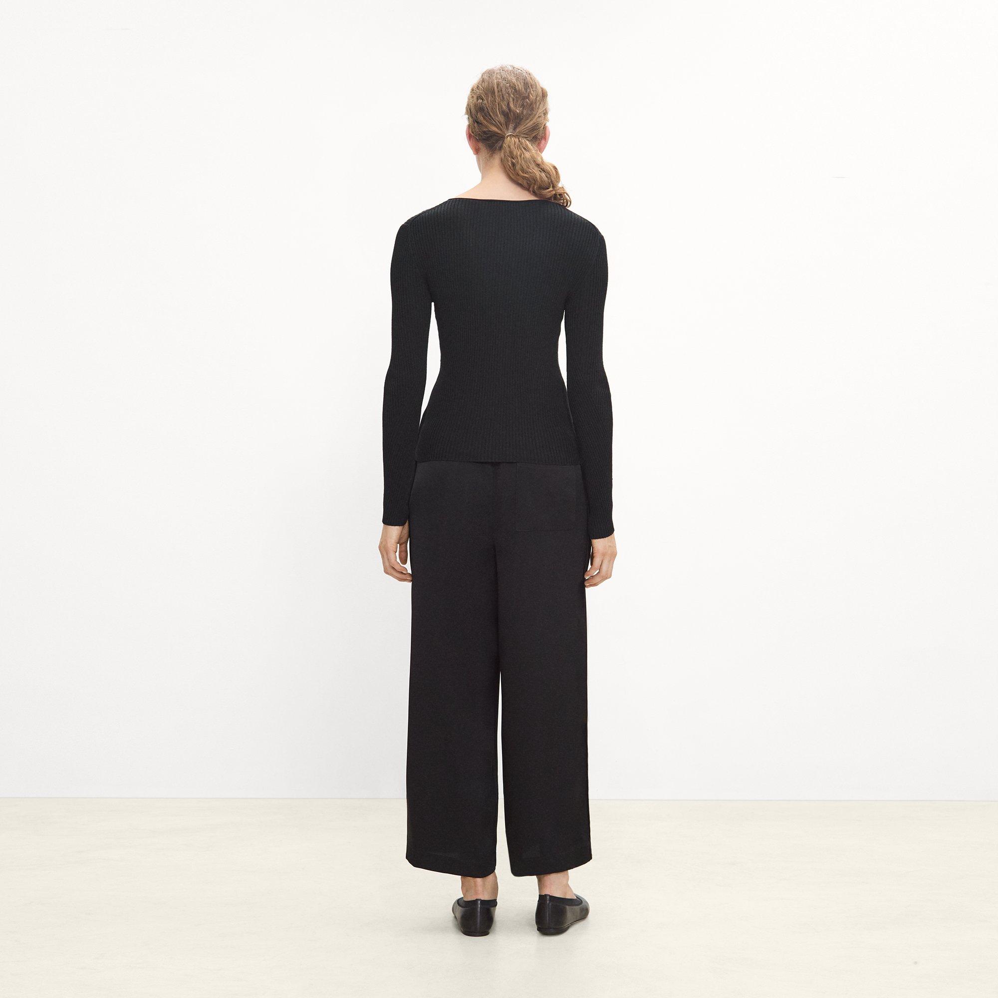 Ribbed Scoop Neck Cardigan in Regal Wool