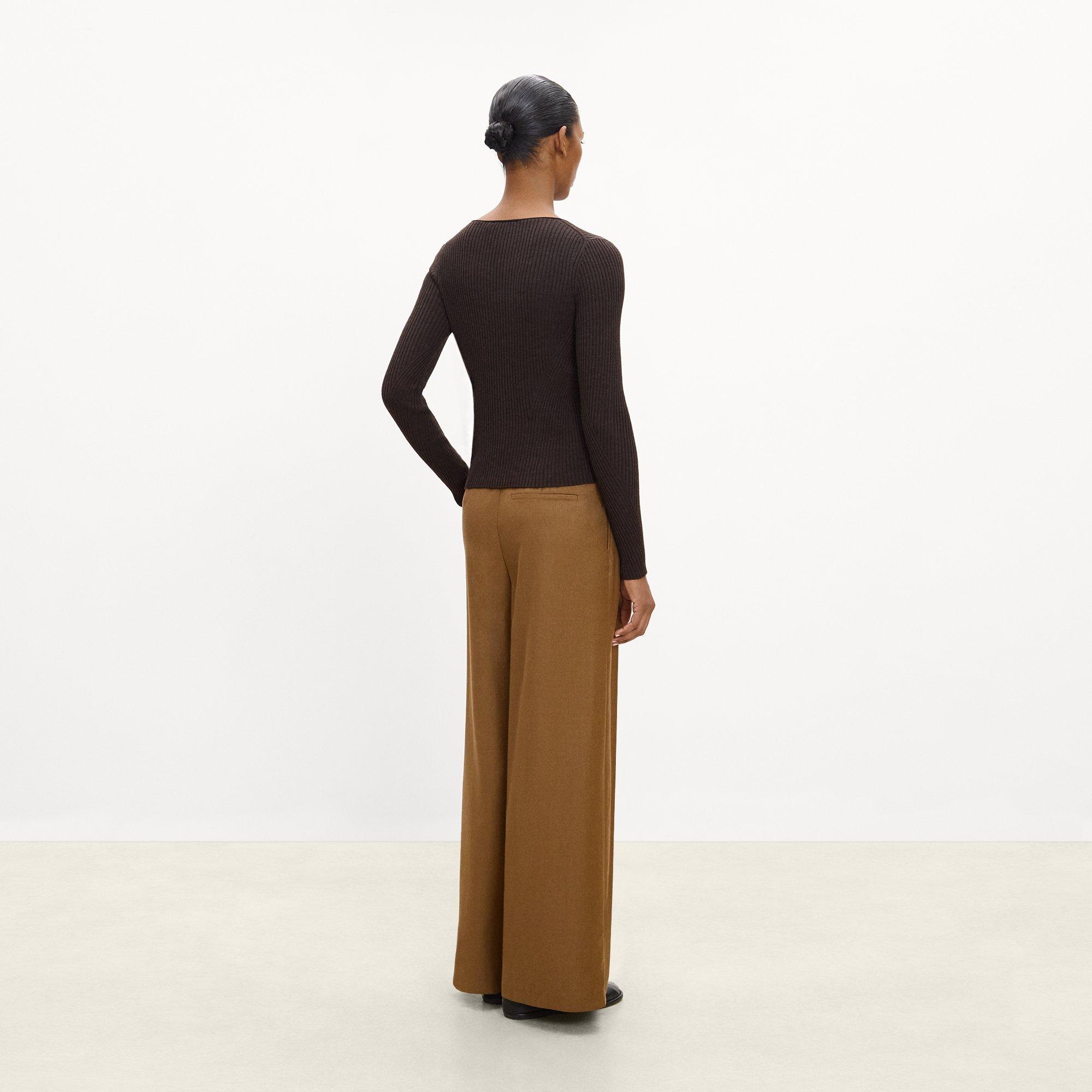Ribbed Scoop Neck Cardigan in Regal Wool