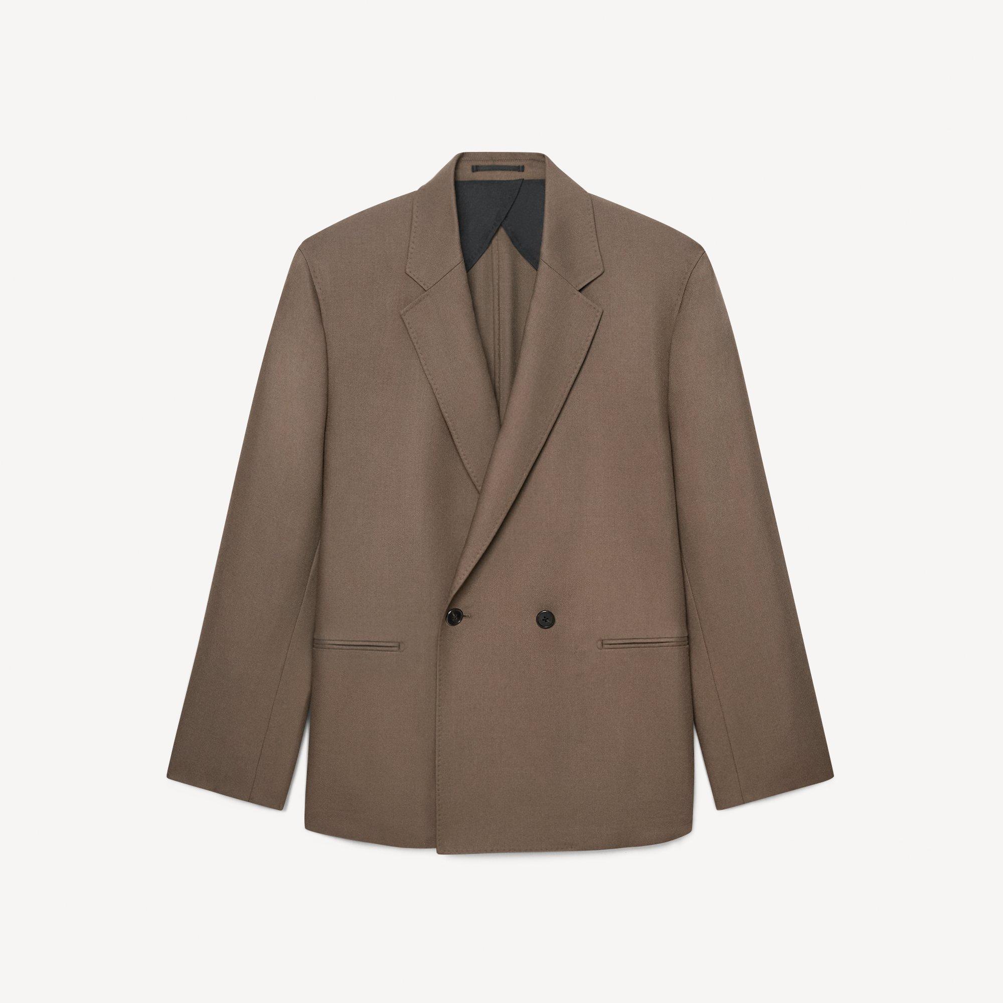 Double-Breasted Two-Button Blazer in Studio Wool