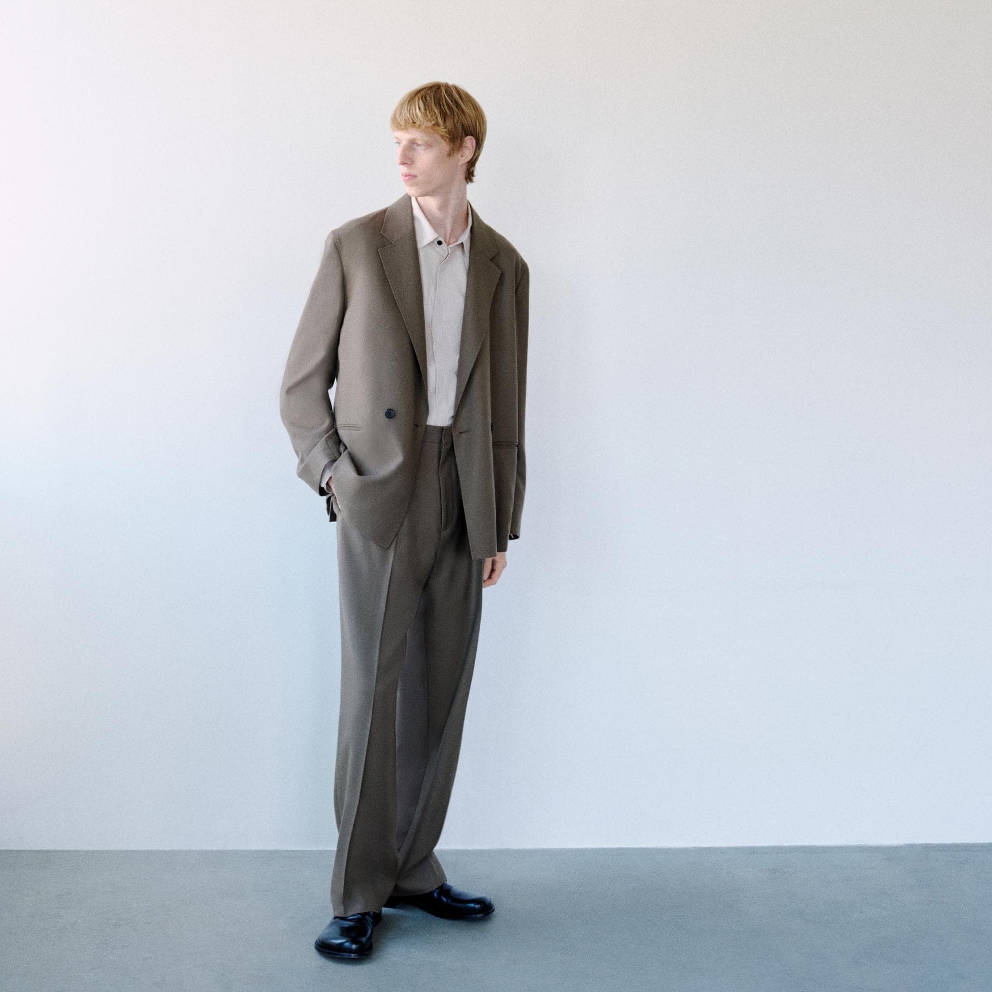Double-Breasted Two-Button Blazer in Studio Wool