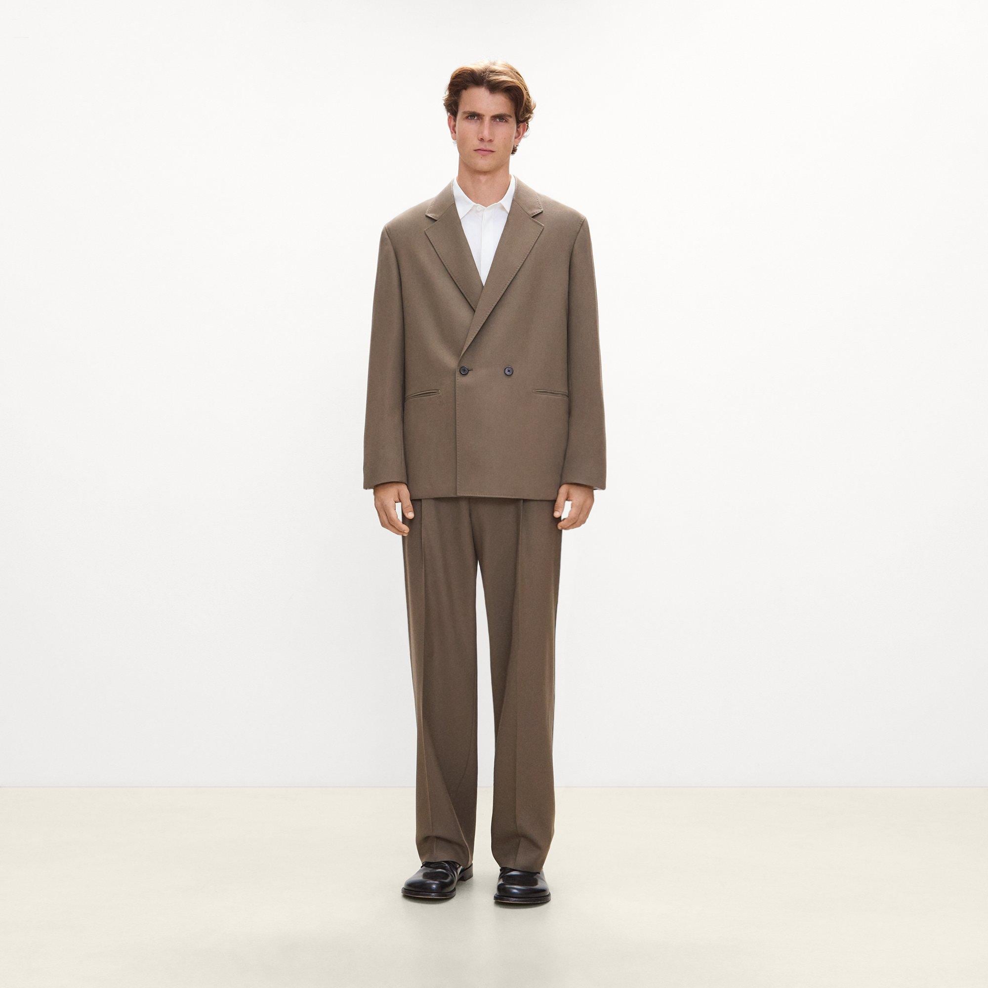 Double-Breasted Two-Button Blazer in Studio Wool