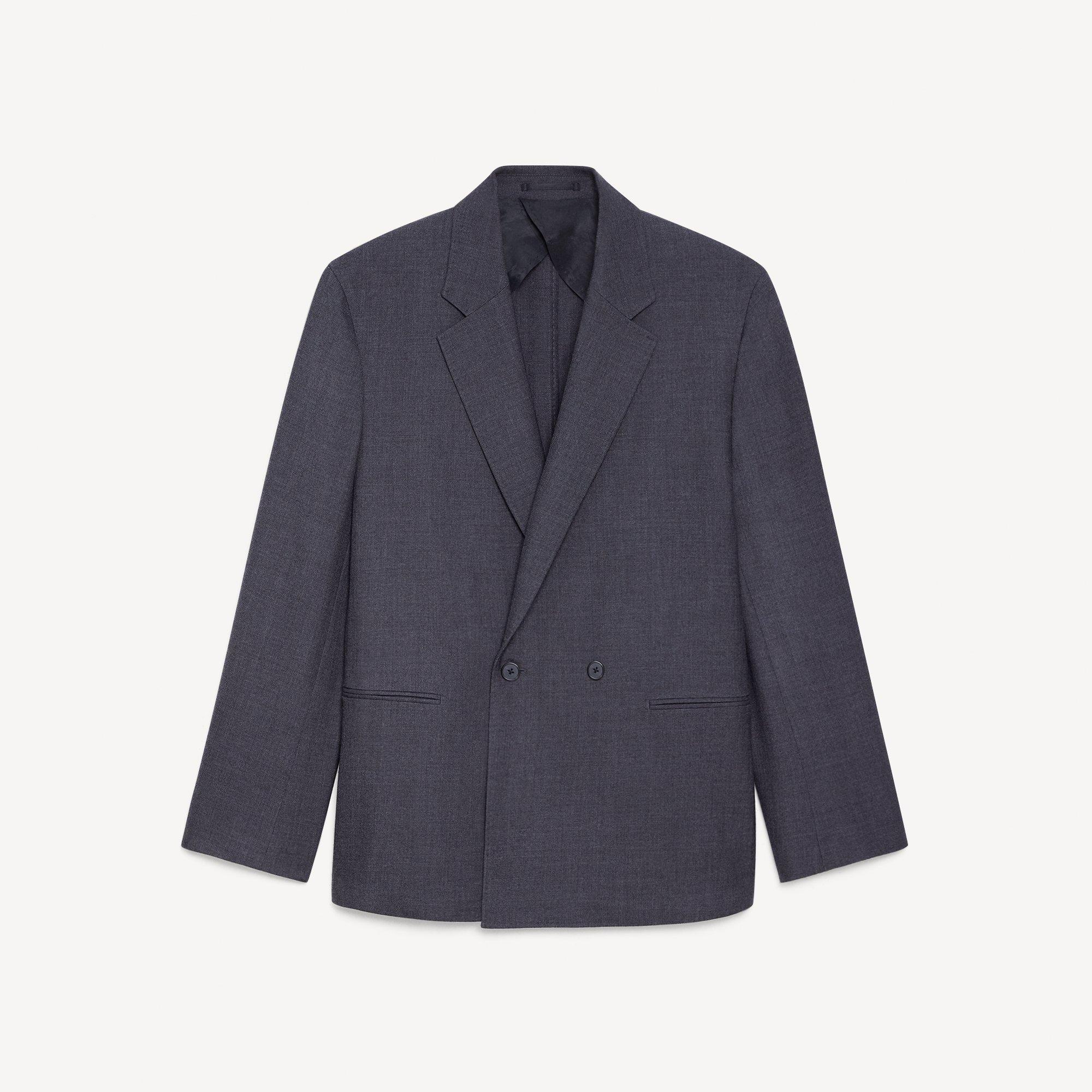 Double-Breasted Two-Button Blazer in Studio Wool