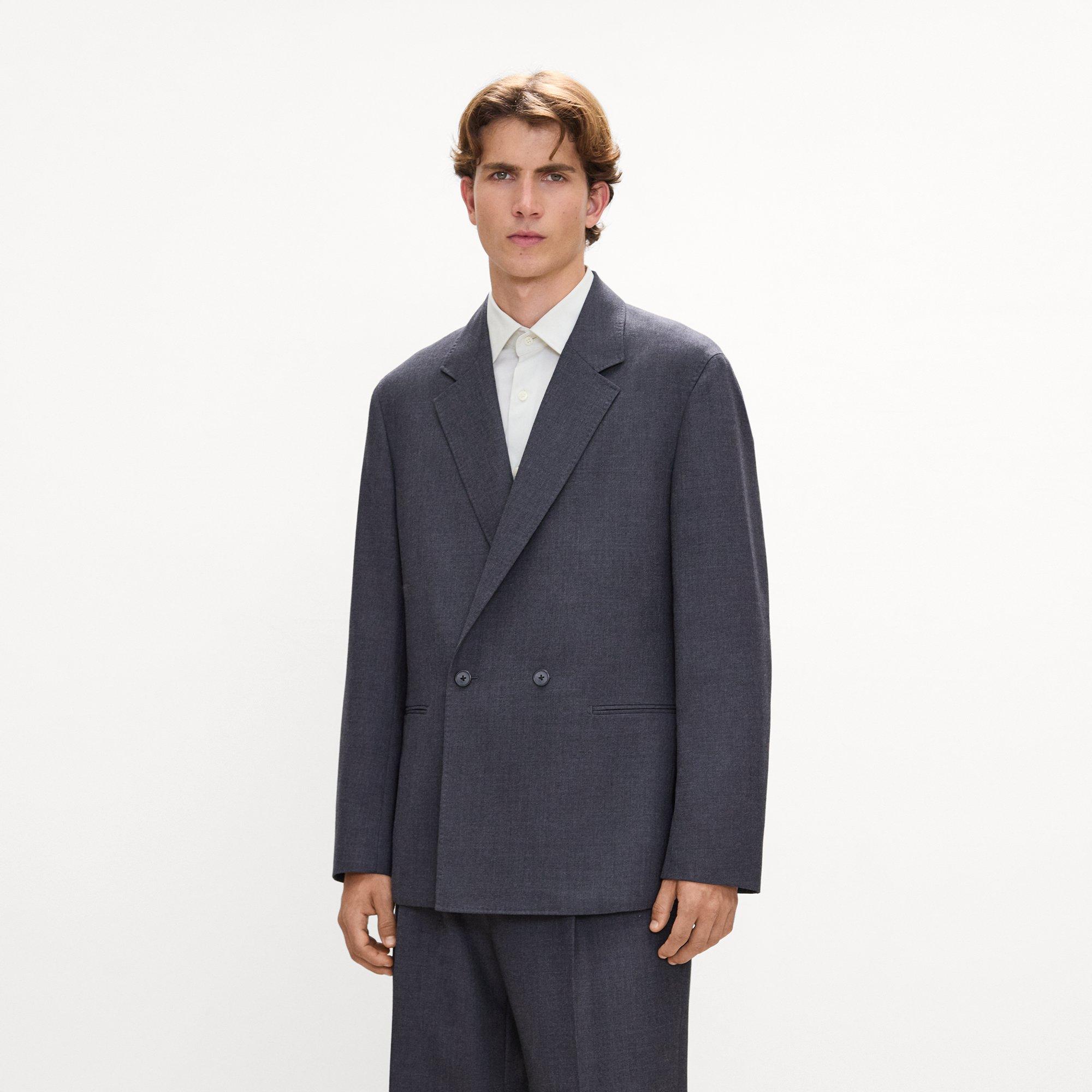 Double-Breasted Two-Button Blazer in Studio Wool