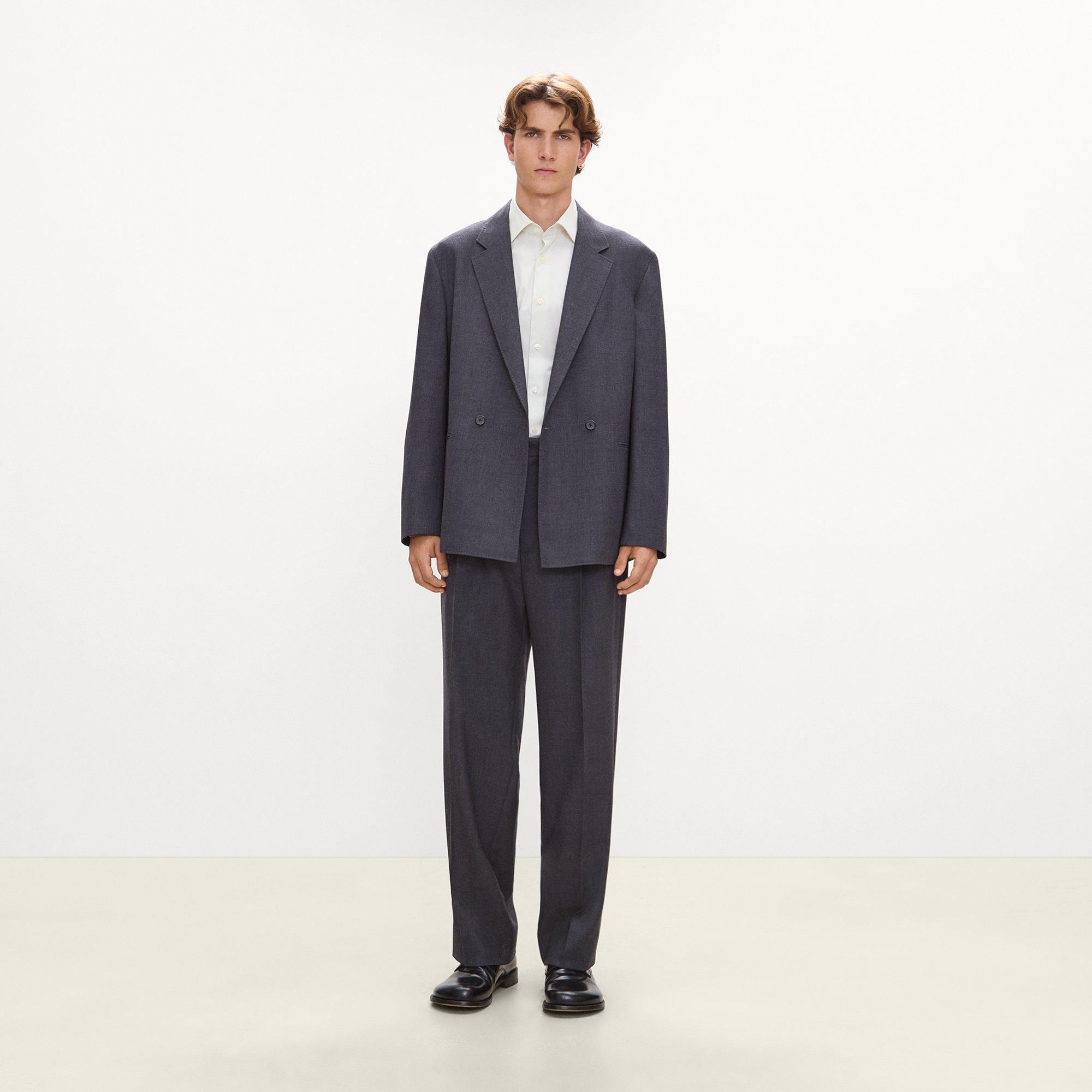 Double-Breasted Two-Button Blazer in Studio Wool