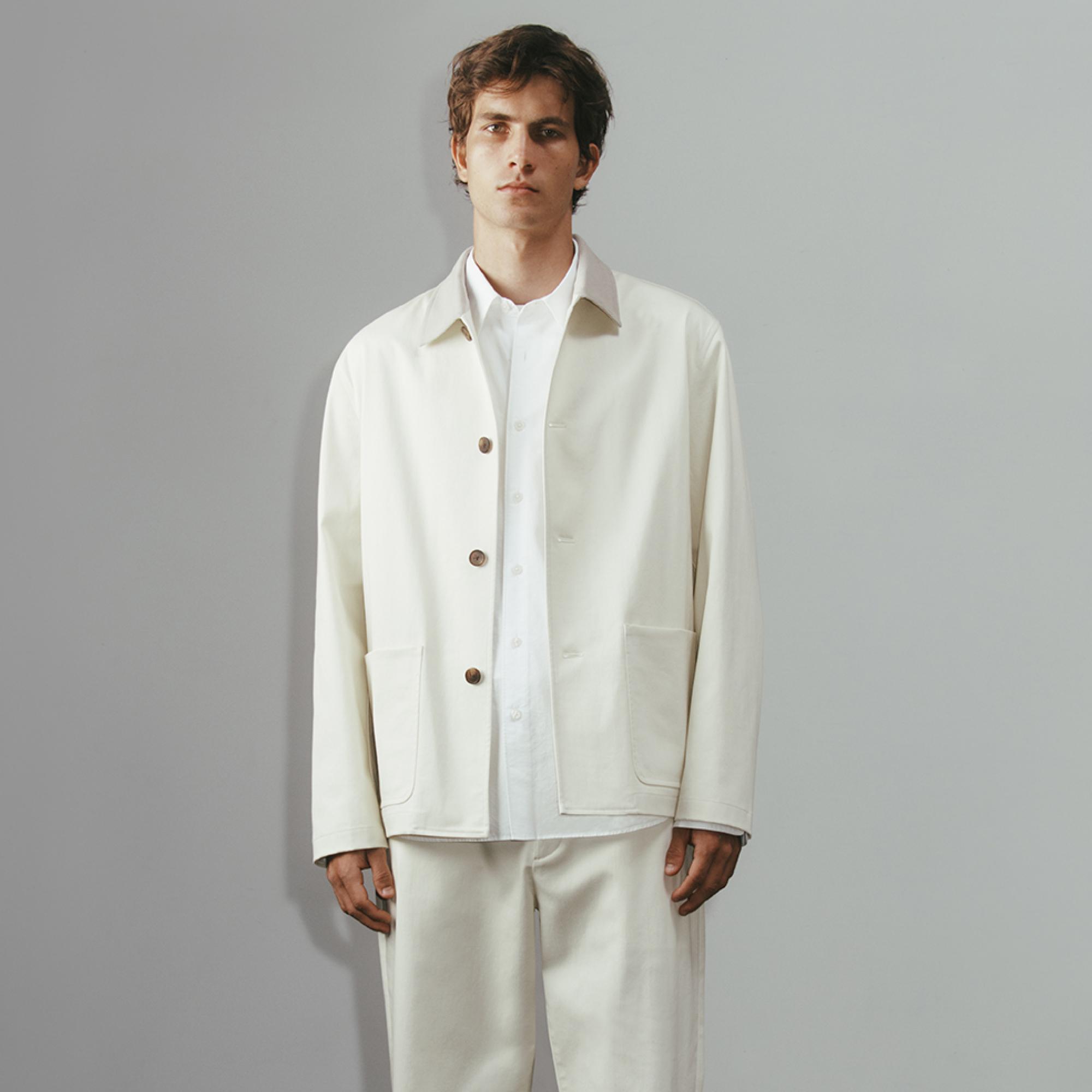 Four-Button Jacket in Moonsoft Cotton
