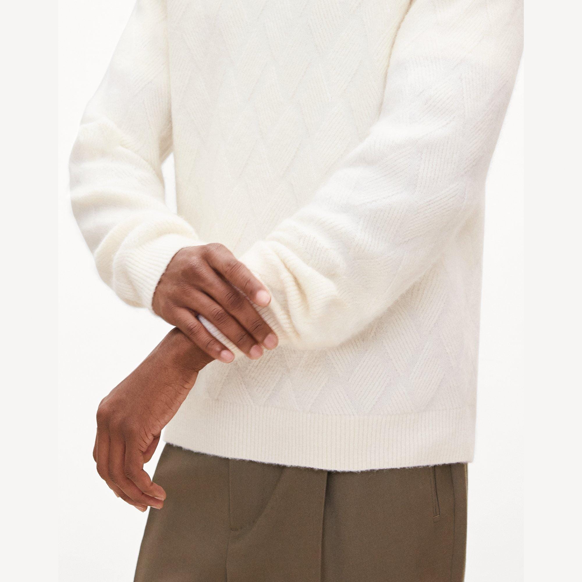 Diamond Weave Sweater in Stretch Wool-Blend