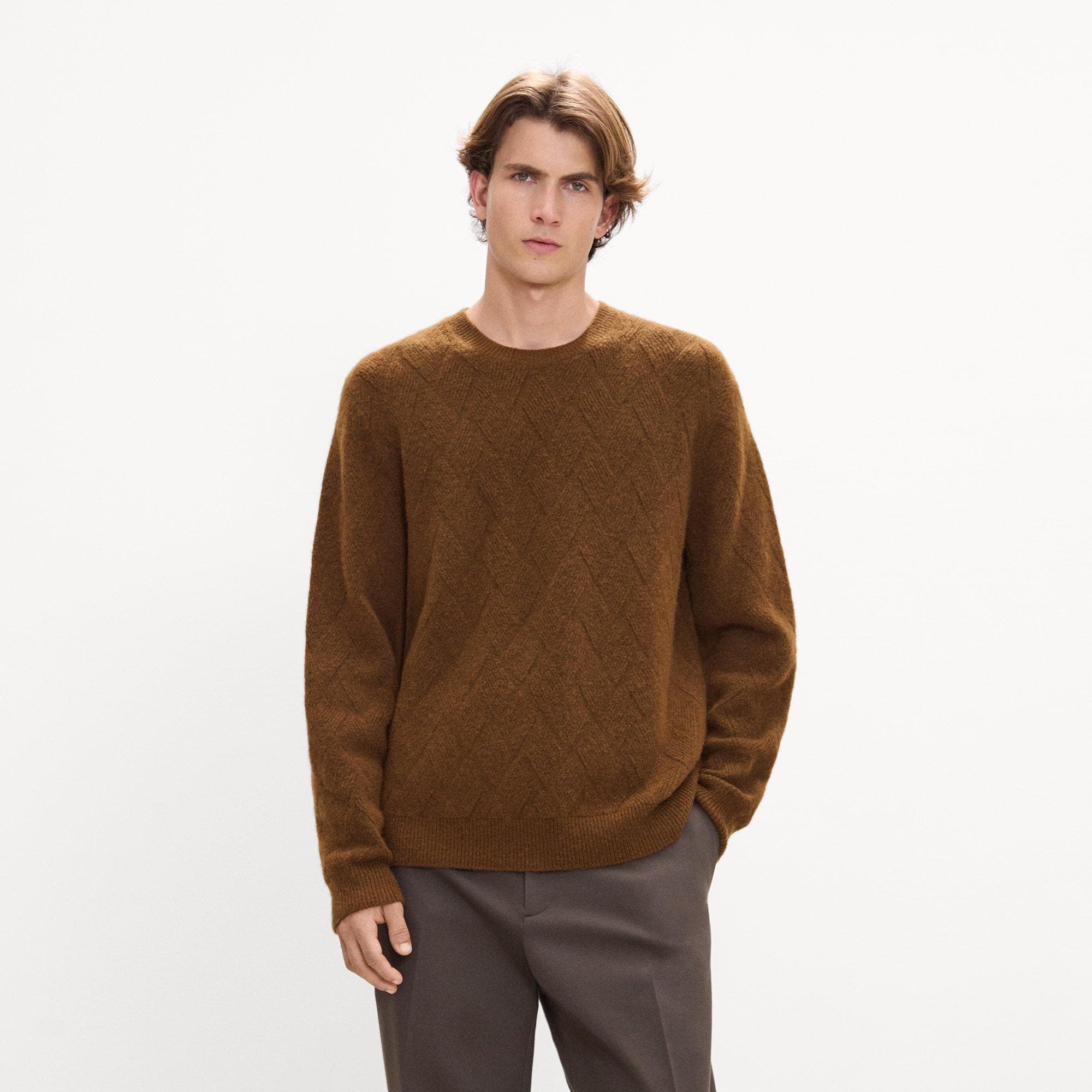 Diamond Weave Sweater in Stretch Wool-Blend