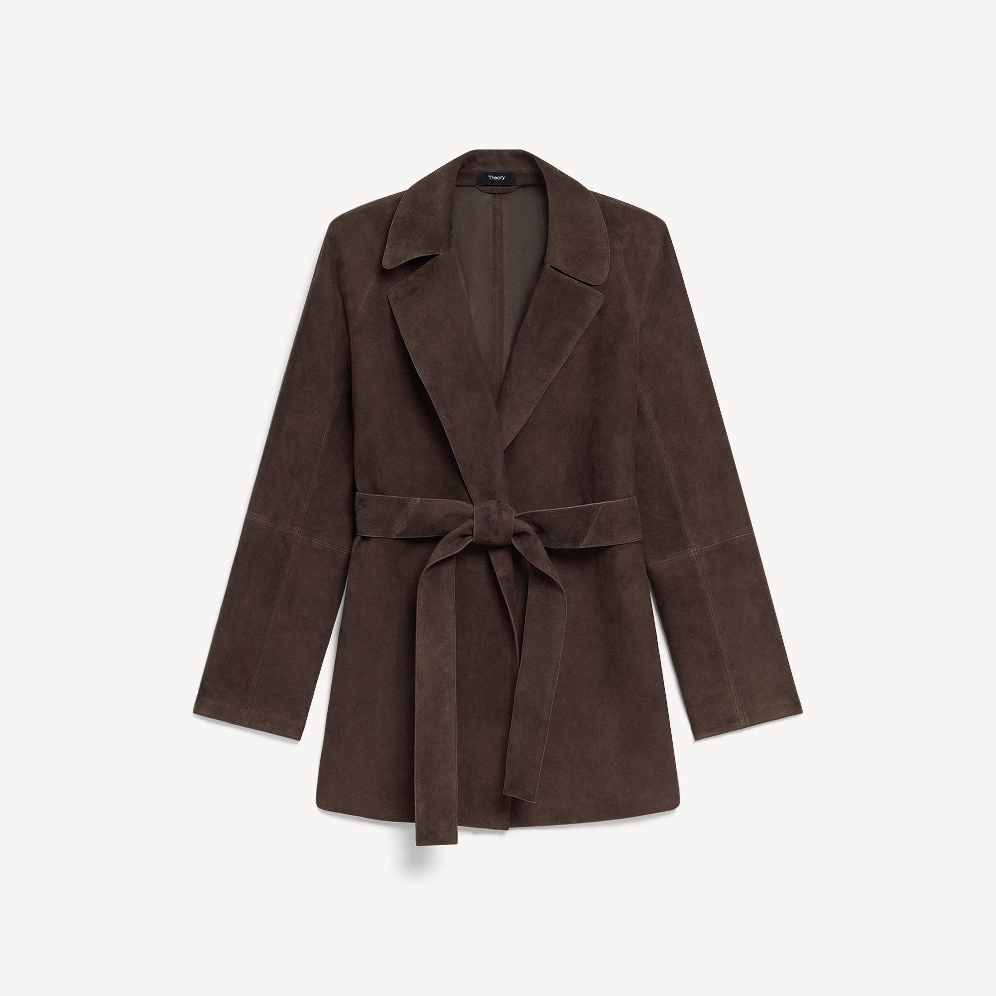 Belted Trench Jacket in Suede