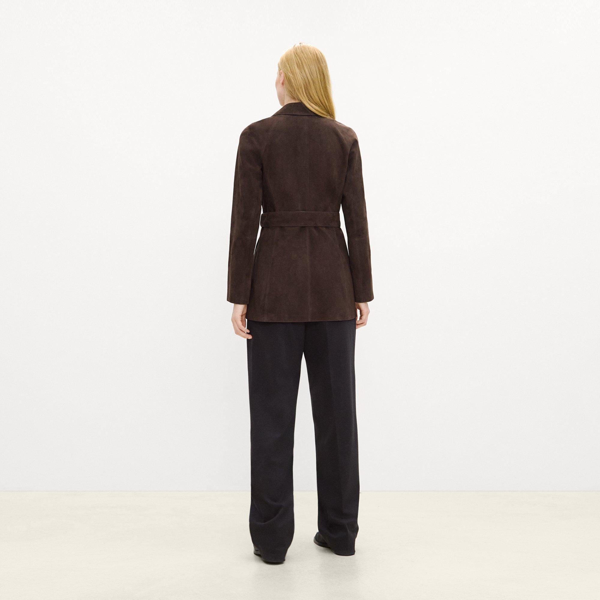 Belted Trench Jacket in Suede