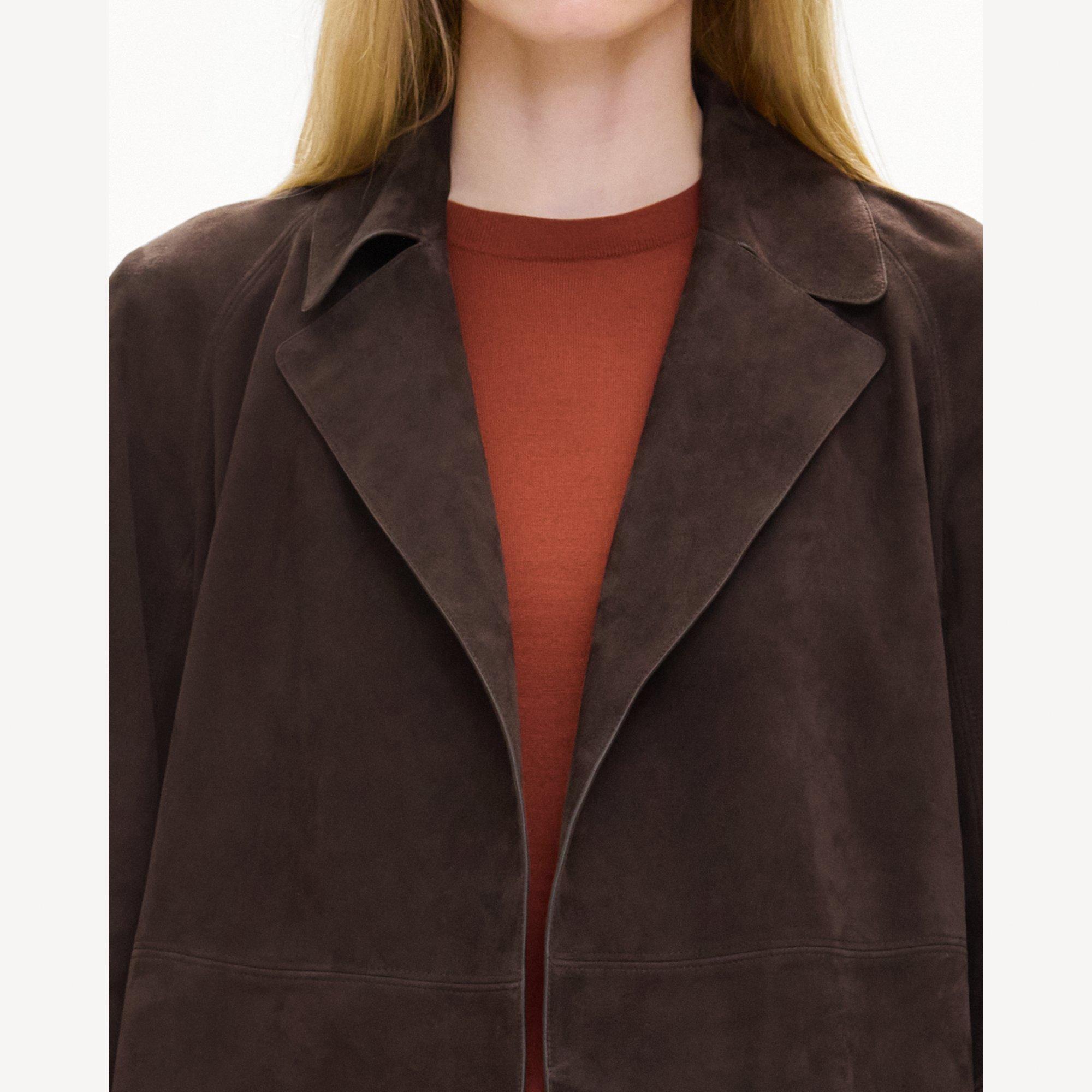 Belted Trench Jacket in Suede