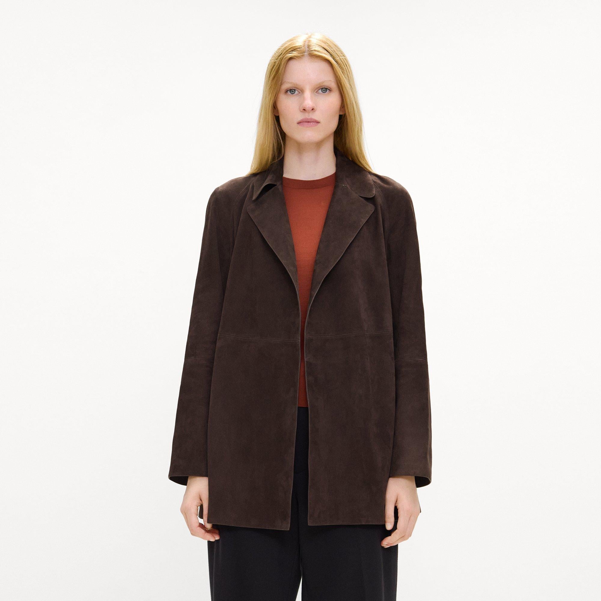 Belted Trench Jacket in Suede