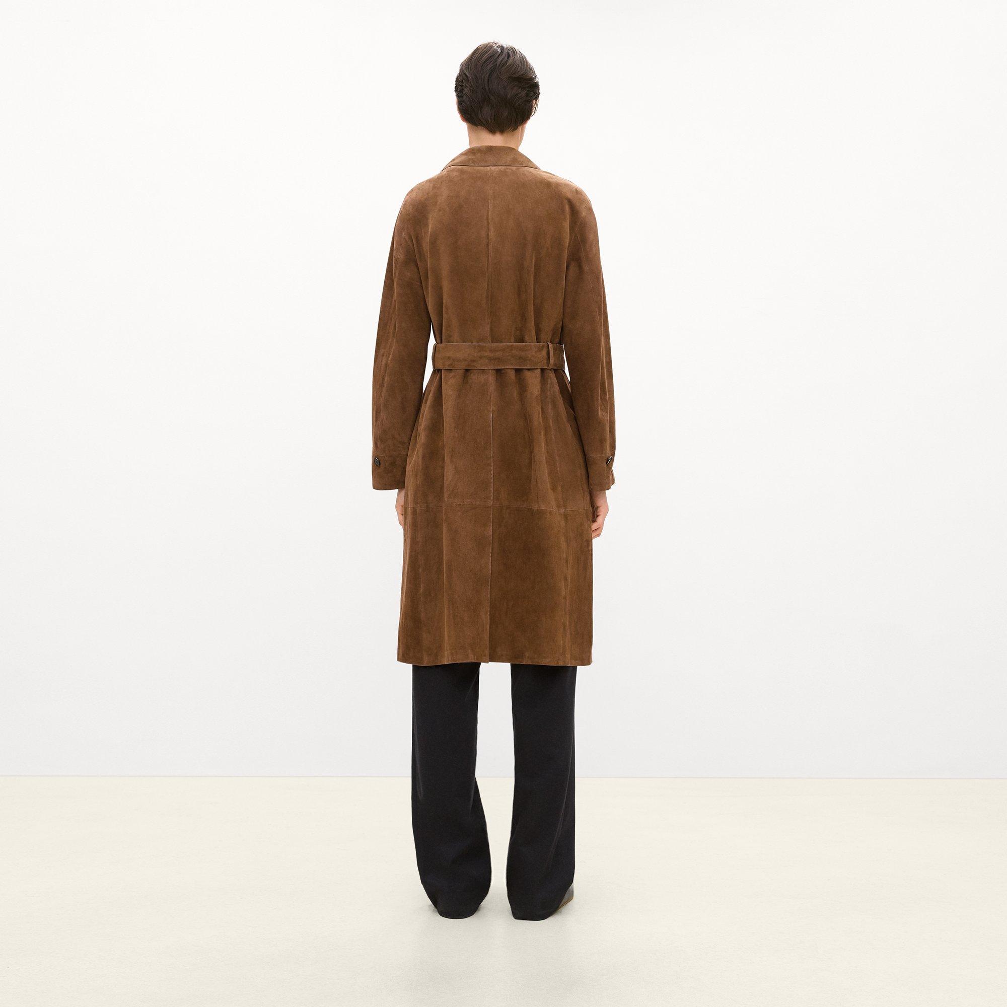 Double-Breasted Trench Coat in Suede