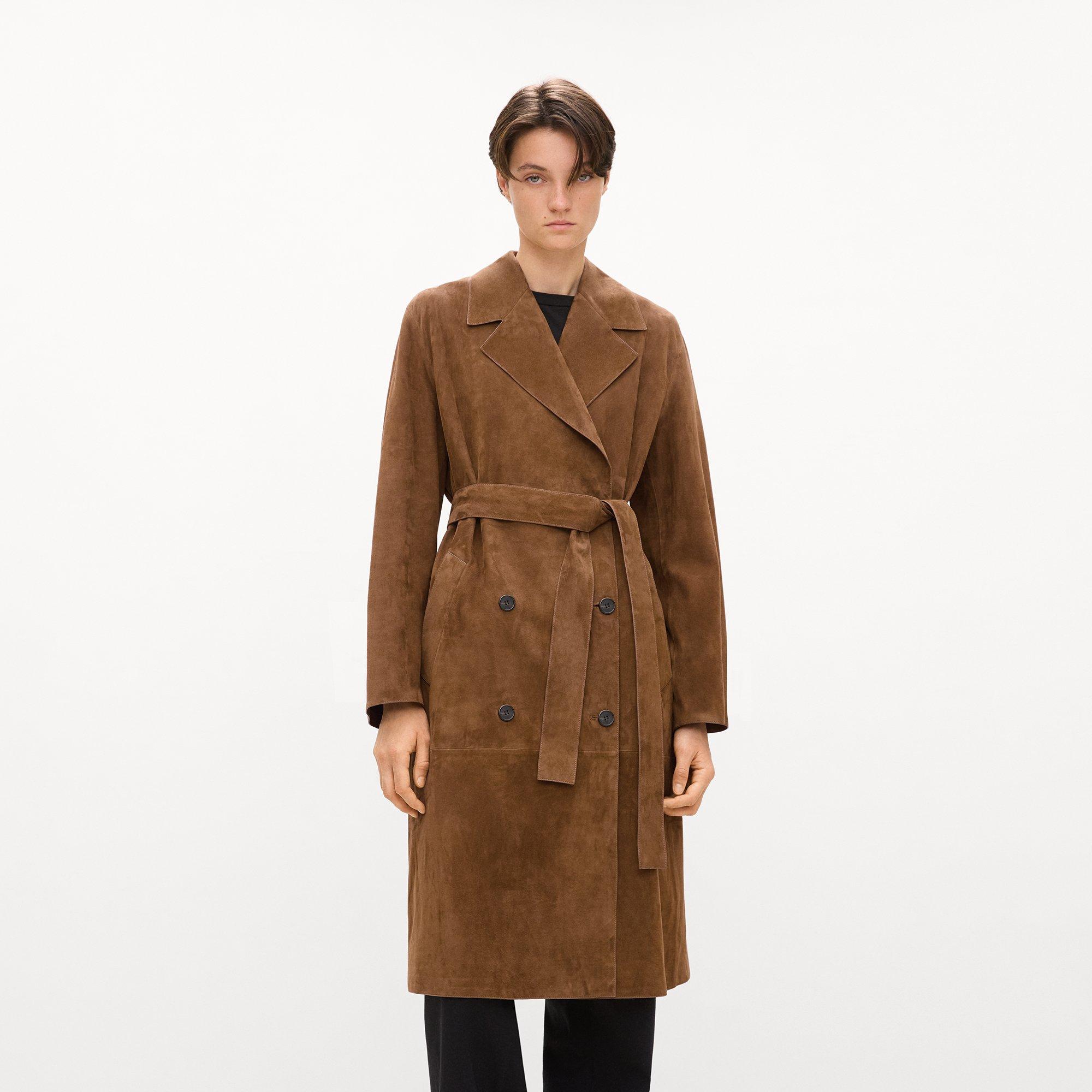 Double-Breasted Trench Coat in Suede