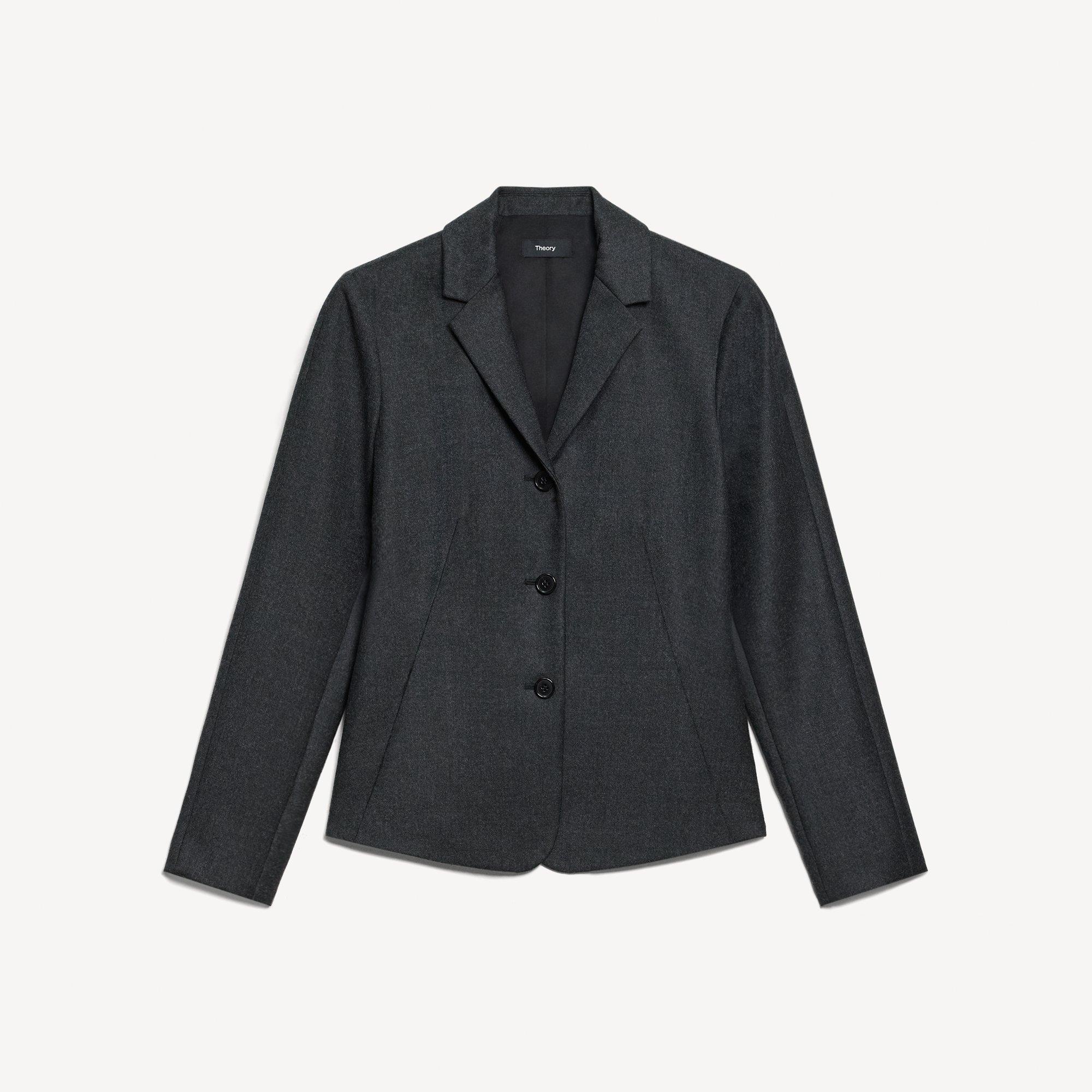 Fitted Three-Button Blazer in Sleek Flannel