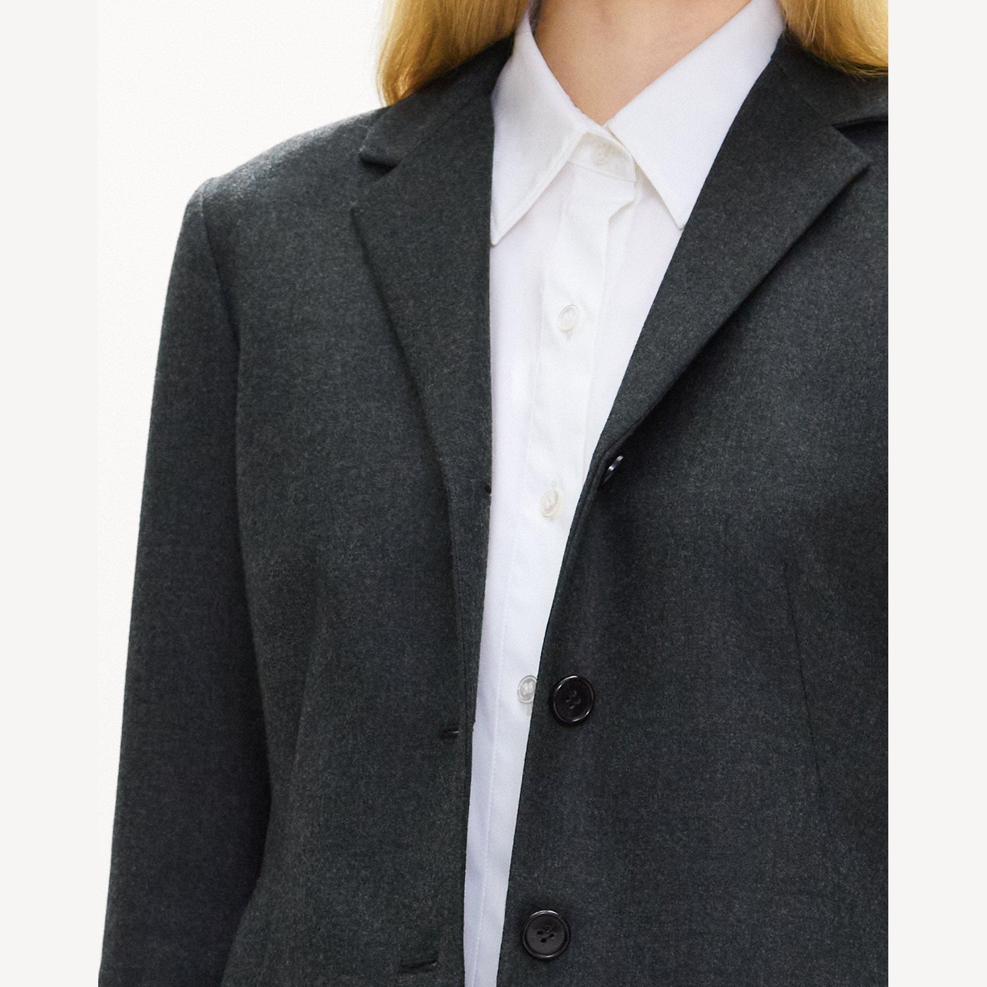 Fitted Three-Button Blazer in Sleek Flannel
